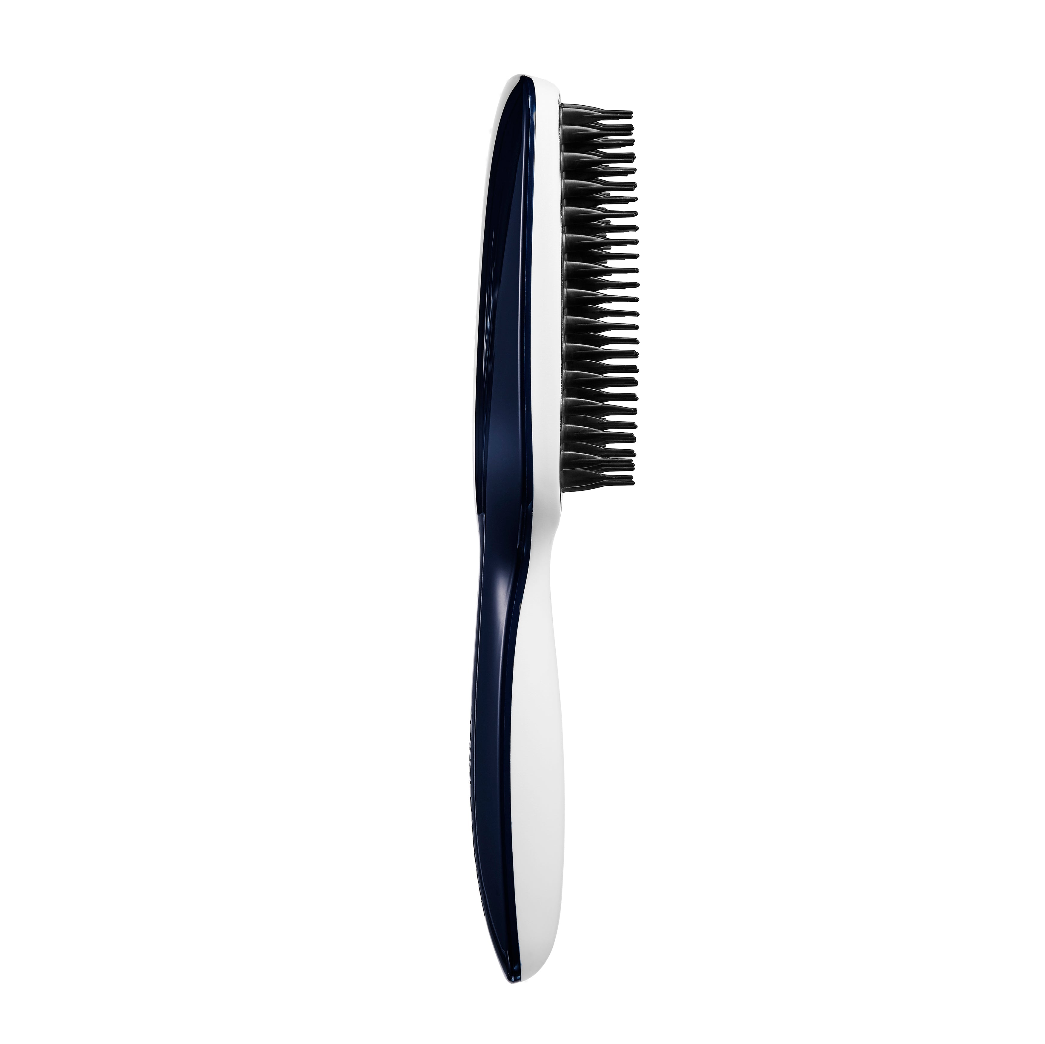 Side view of the Tangle Teezer Blow Styling Half Paddle Brush in Blue-Cream, showcasing its unique fixed-base teeth for efficient blow-drying.