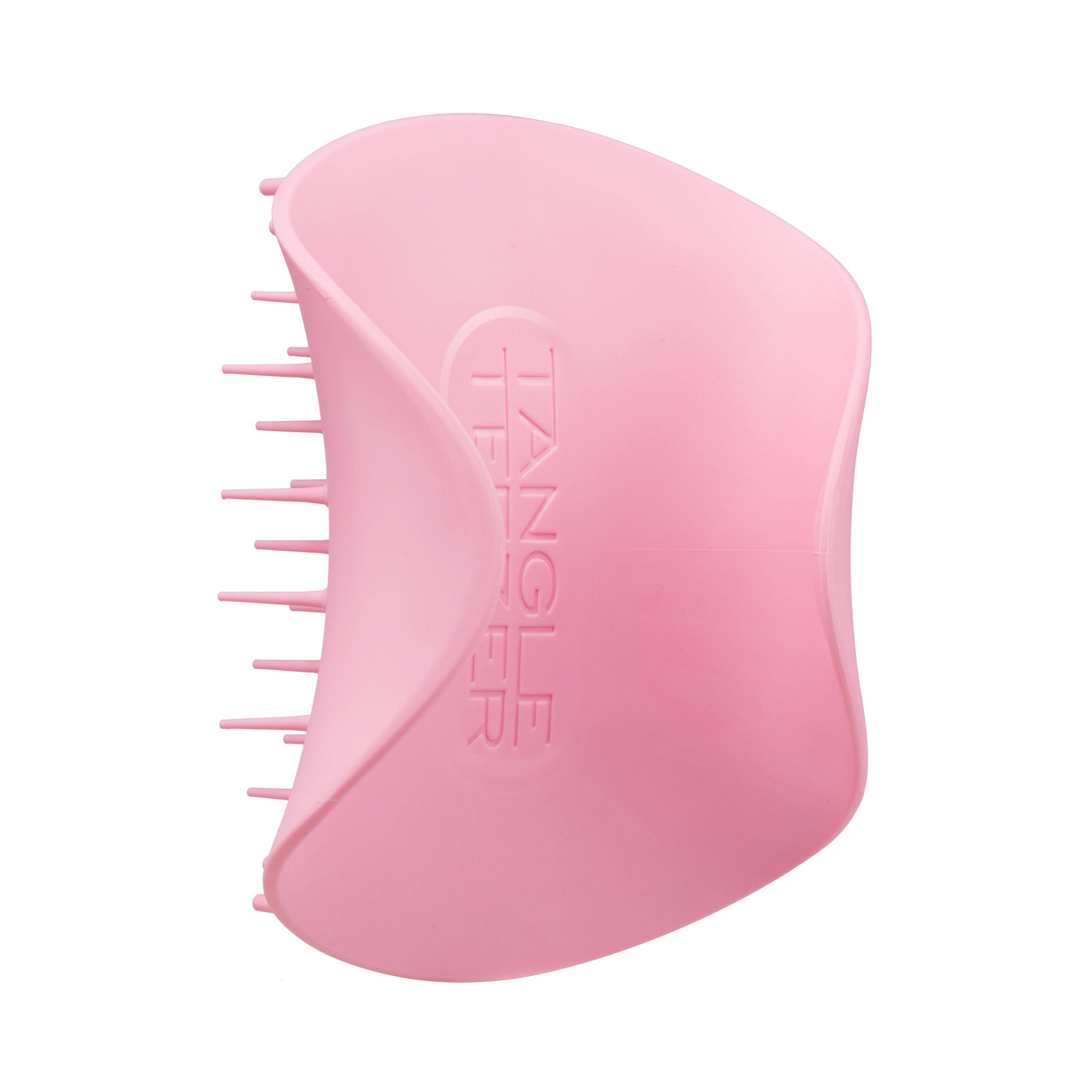 Tangle Teezer The Scalp Exfoliator and Massager in Pretty Pink, designed to gently exfoliate the scalp, remove buildup, and stimulate circulation for healthier hair.