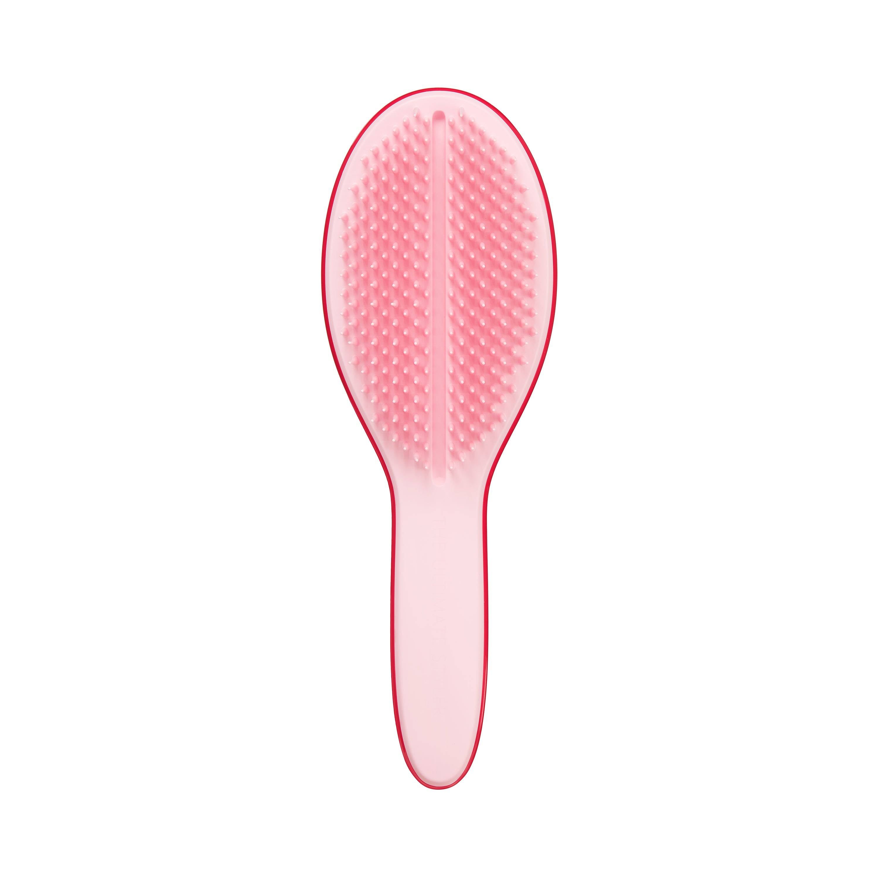 Back view of Tangle Teezer The Ultimate Styler Bright Pink-Pink Hair Brush showcasing its innovative two-tiered teeth for sleek hair styling.