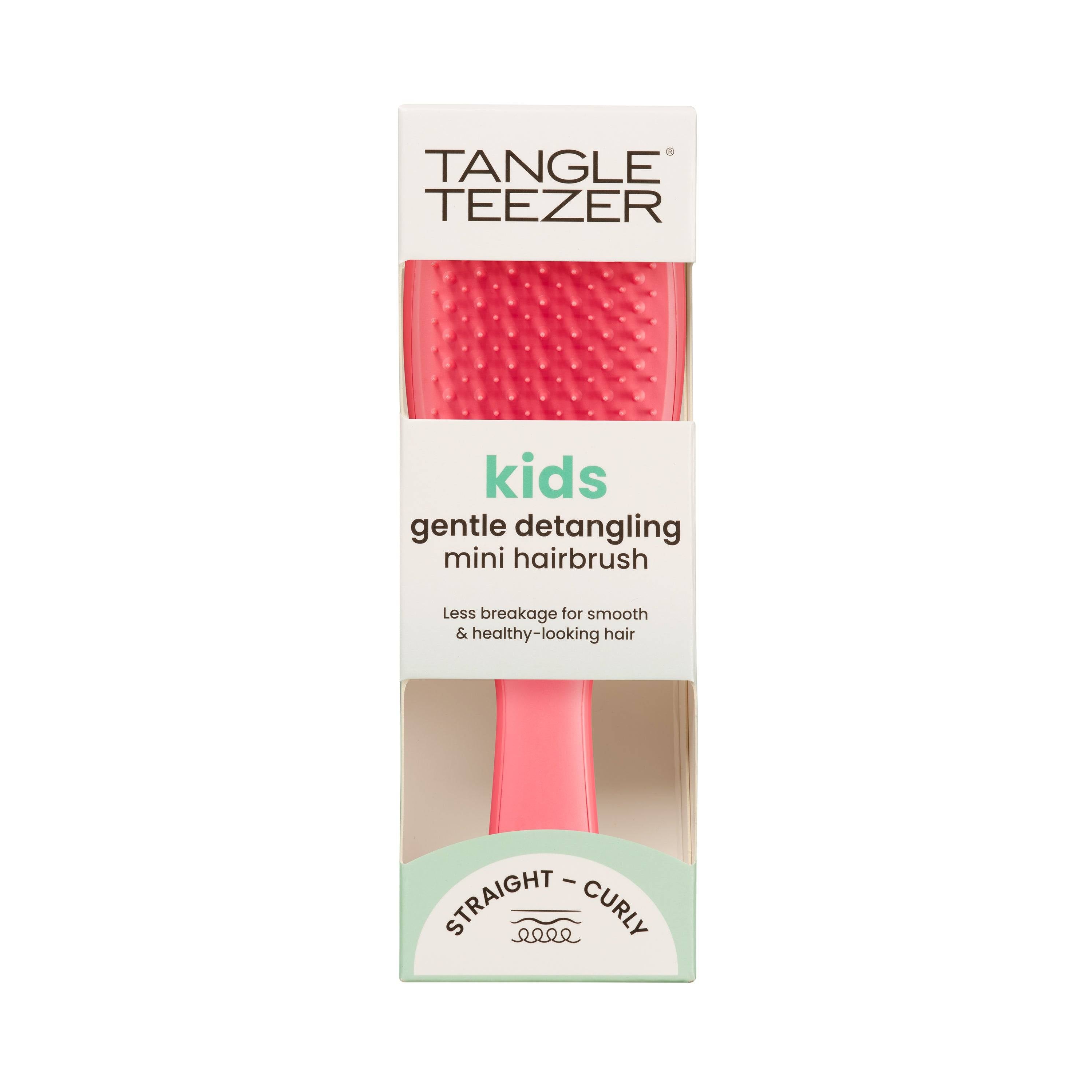 Tangle Teezer Mini Ultimate Detangler Pink Punch, a compact hairbrush designed for gentle detangling. Ideal for all hair types, including kids' hair.