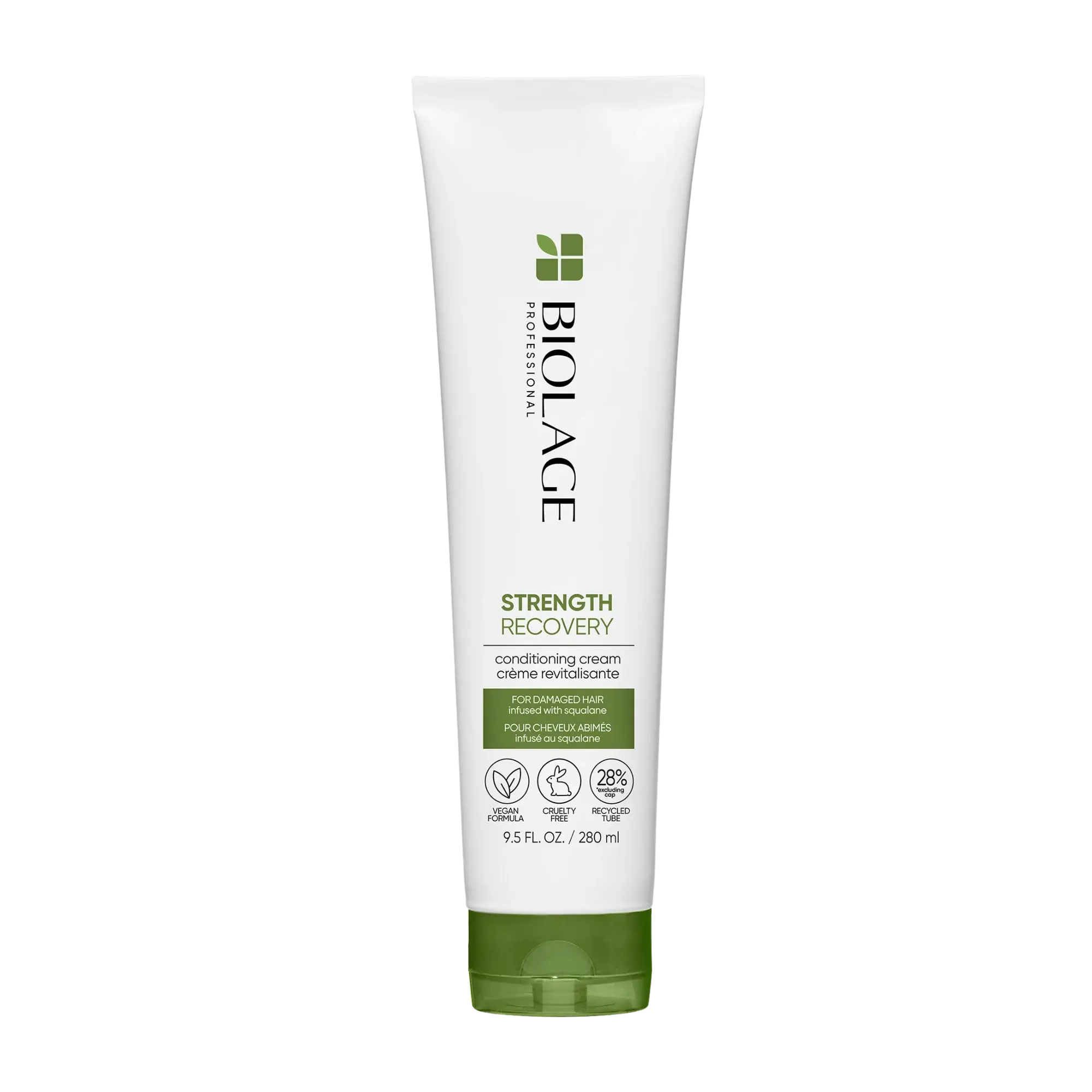 Biolage Strength Recovery Conditioning Cream 200 ml deeply nourishes and repairs fragile, damaged hair. Formulated with vegan squalane for enhanced moisture and resilience.