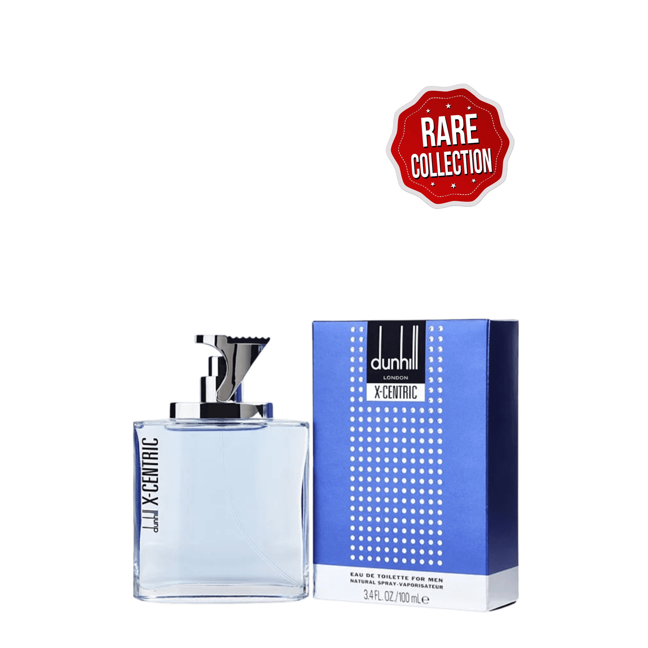 Dunhill X-Centric Eau de Toilette 100 ml, a rare and discontinued men's fragrance. Features fresh cypress, spicy cinnamon, and warm sandalwood notes.
