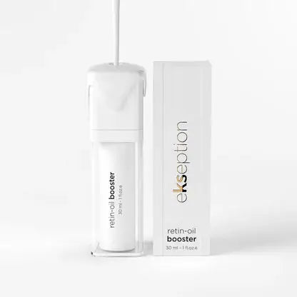 Ekseption Retin Oil Booster Serum with packaging. Retinol-infused formula improves skin texture, reduces wrinkles, and brightens complexion.