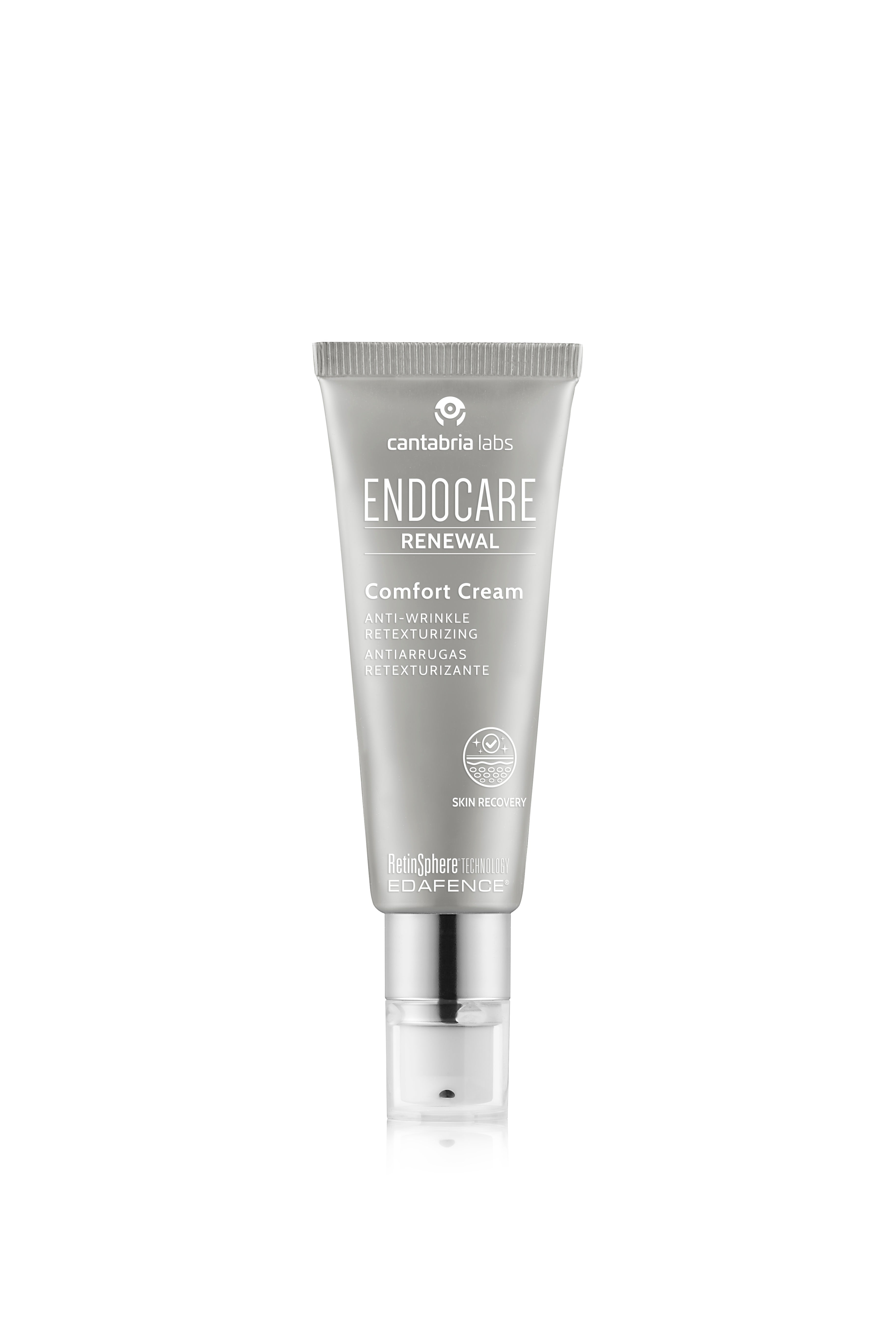 Endocare Renewal Comfort Cream tube 50 ml, anti-ageing facial treatment with RetinSphere® for fine lines, wrinkles, and skin renewal support.