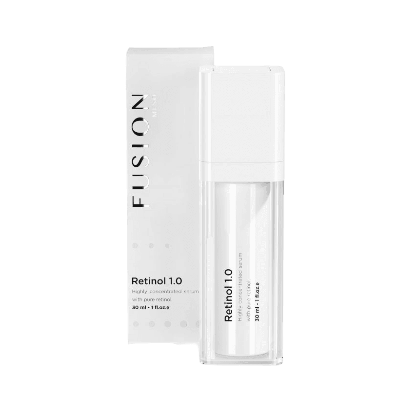 Fusion Meso Retinol 1.0 Serum 30 ml with pure retinol for anti-aging. Reduces wrinkles, firms skin, and enhances radiance with advanced absorption.