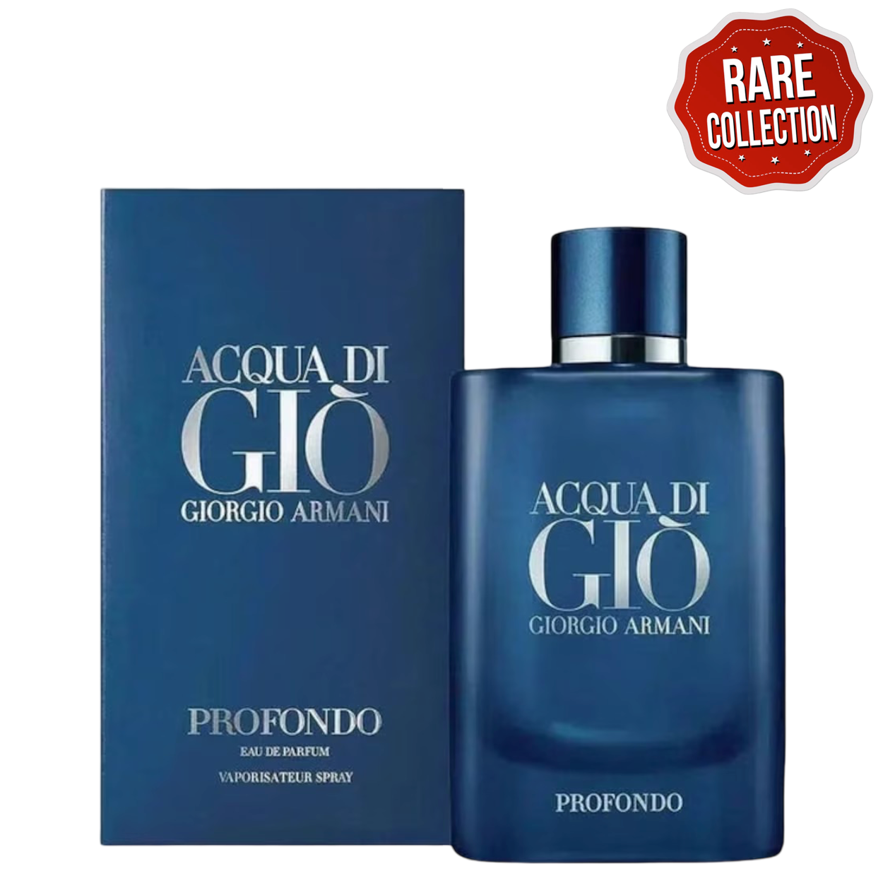 Giorgio Armani Acqua Di Gio Profondo EDP 100 ml with box, part of rare collection. A premium men’s fragrance featuring sea, bergamot, and musk.