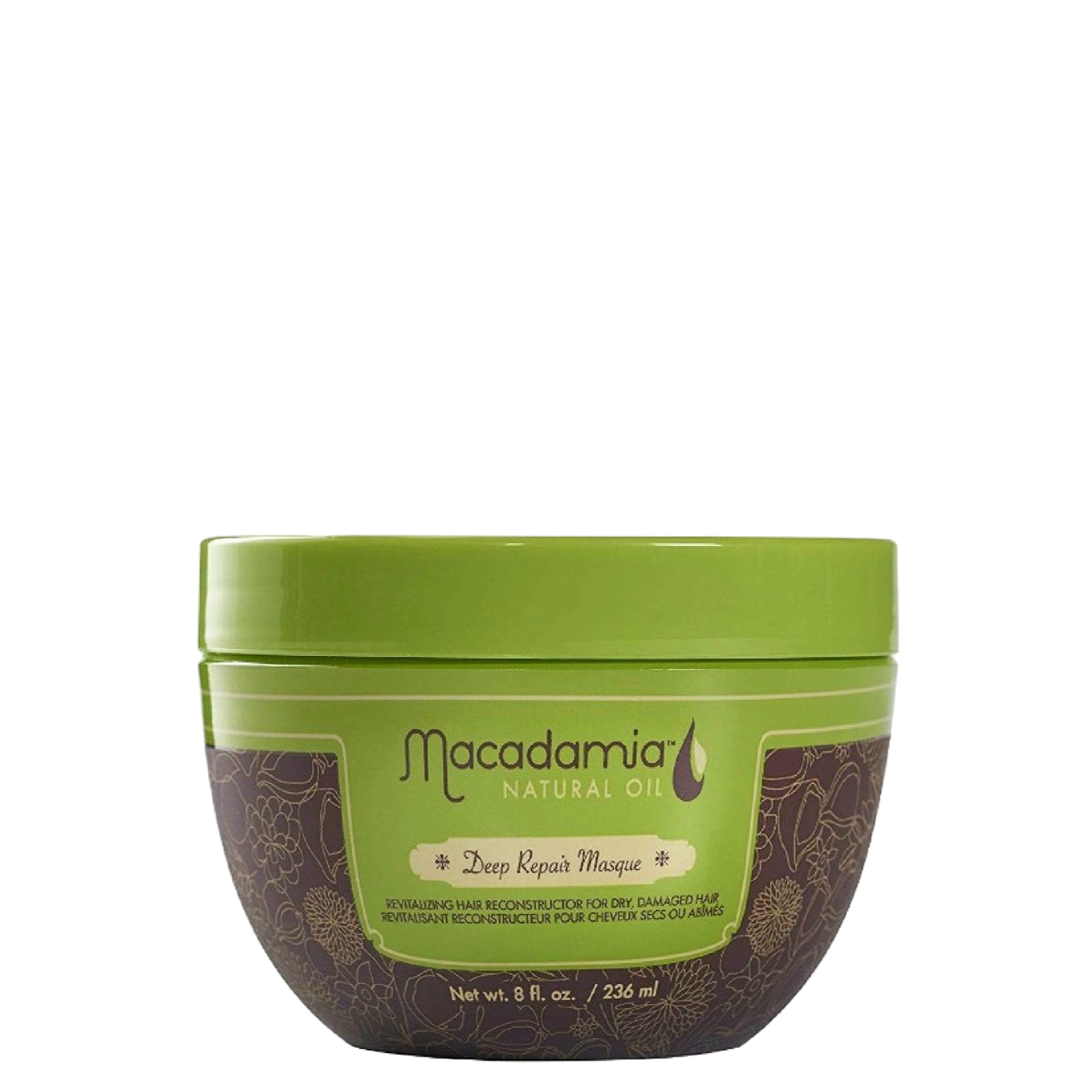 Macadamia Deep Repair Mask 236 ml hair treatment masque for damaged and dry hair. Enriched with macadamia and argan oil for deep nourishment and repair.