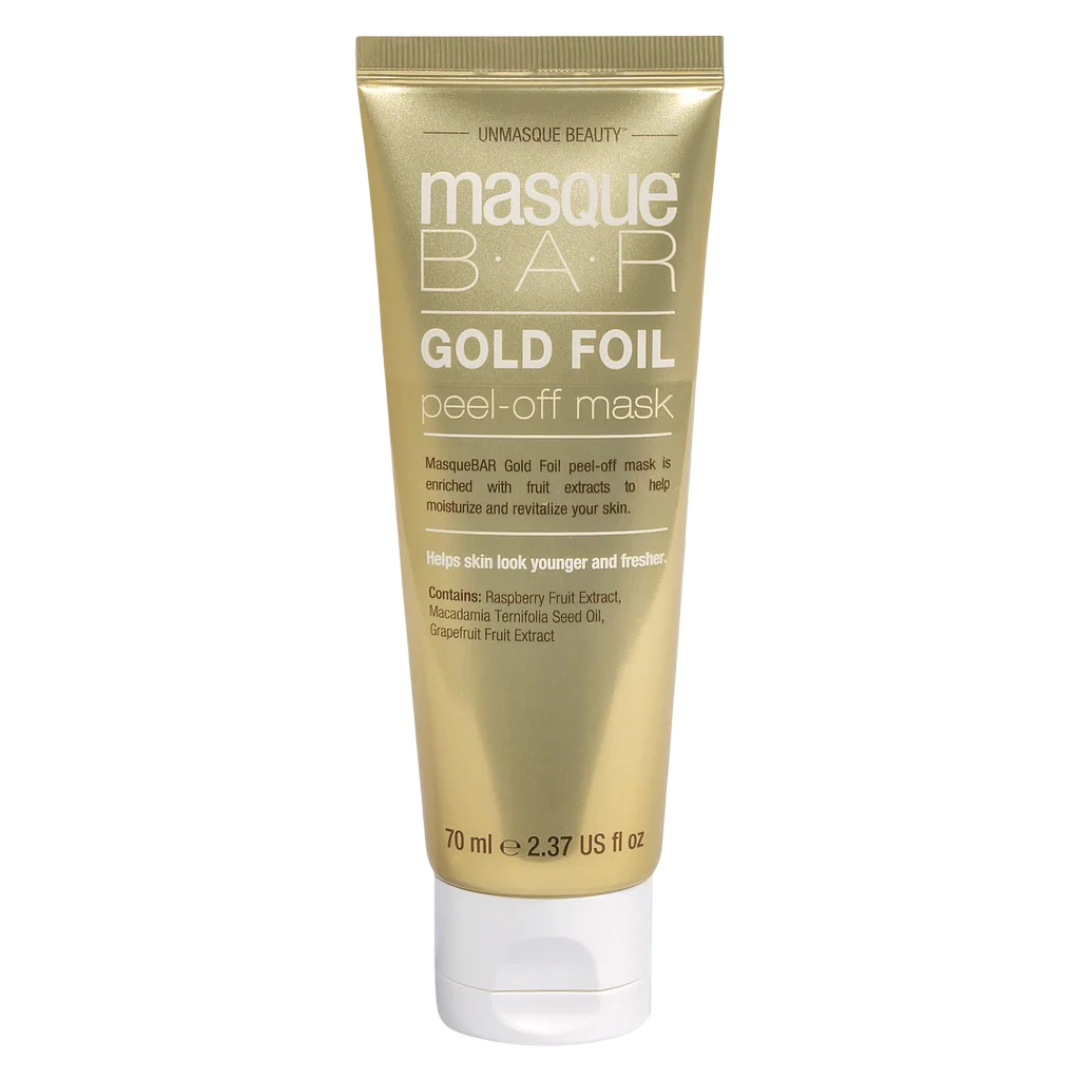 Masque Bar Gold Foil Peel-Off Mask 70 ml for face detox and radiance. Brighten and firm skin with gold, charcoal, and fruit extracts.
