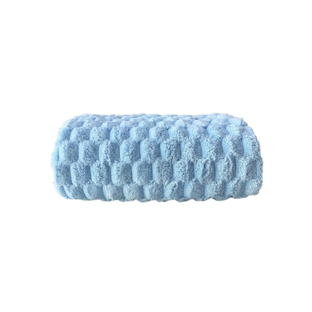 Blue Mermaid Hair Towel made of quick-dry microfiber with honeycomb texture, designed for fast drying and frizz control.