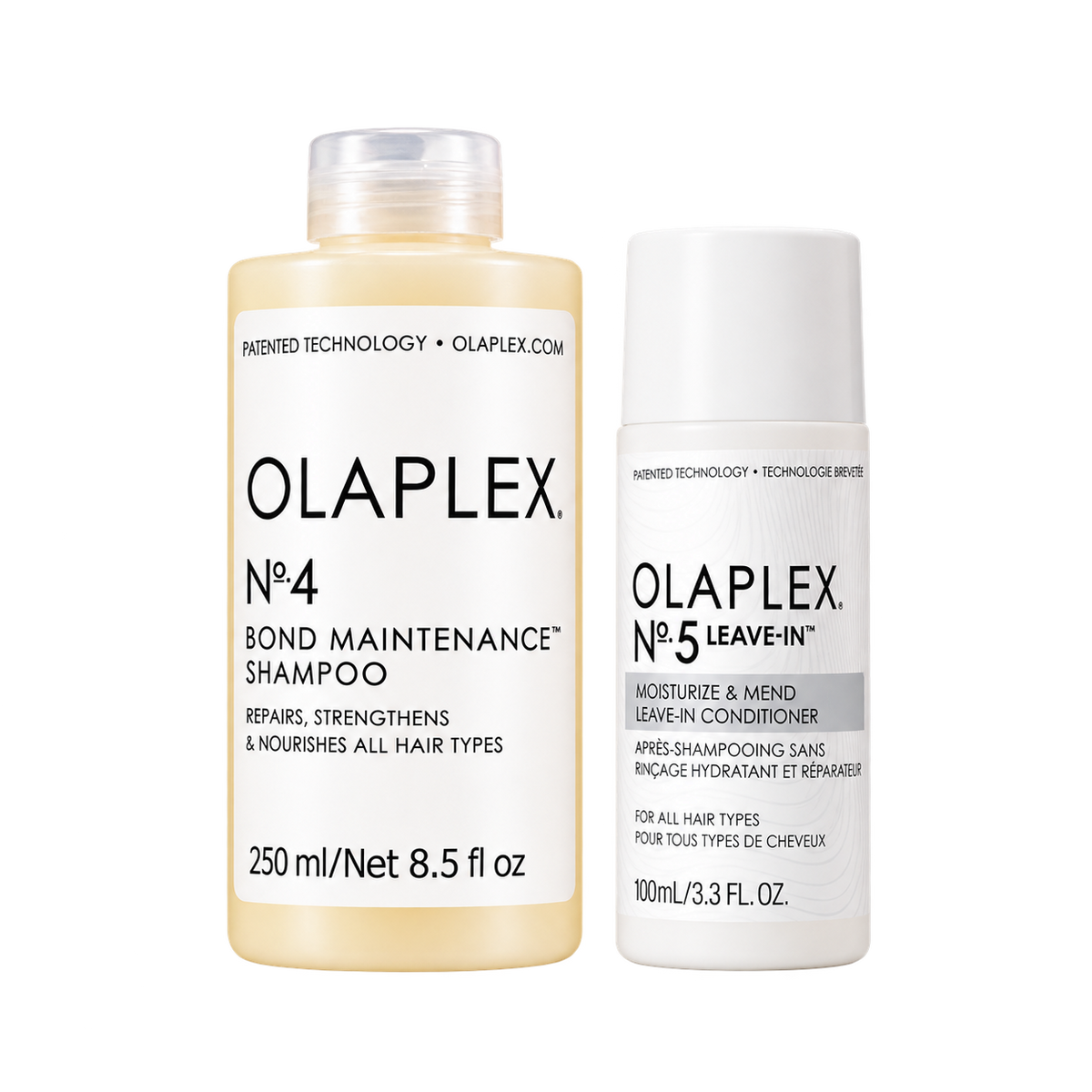 Olaplex No.4 Bond Maintenance Shampoo in a 250ml beige bottle with a clear cap, designed for cleansing and strengthening all hair types