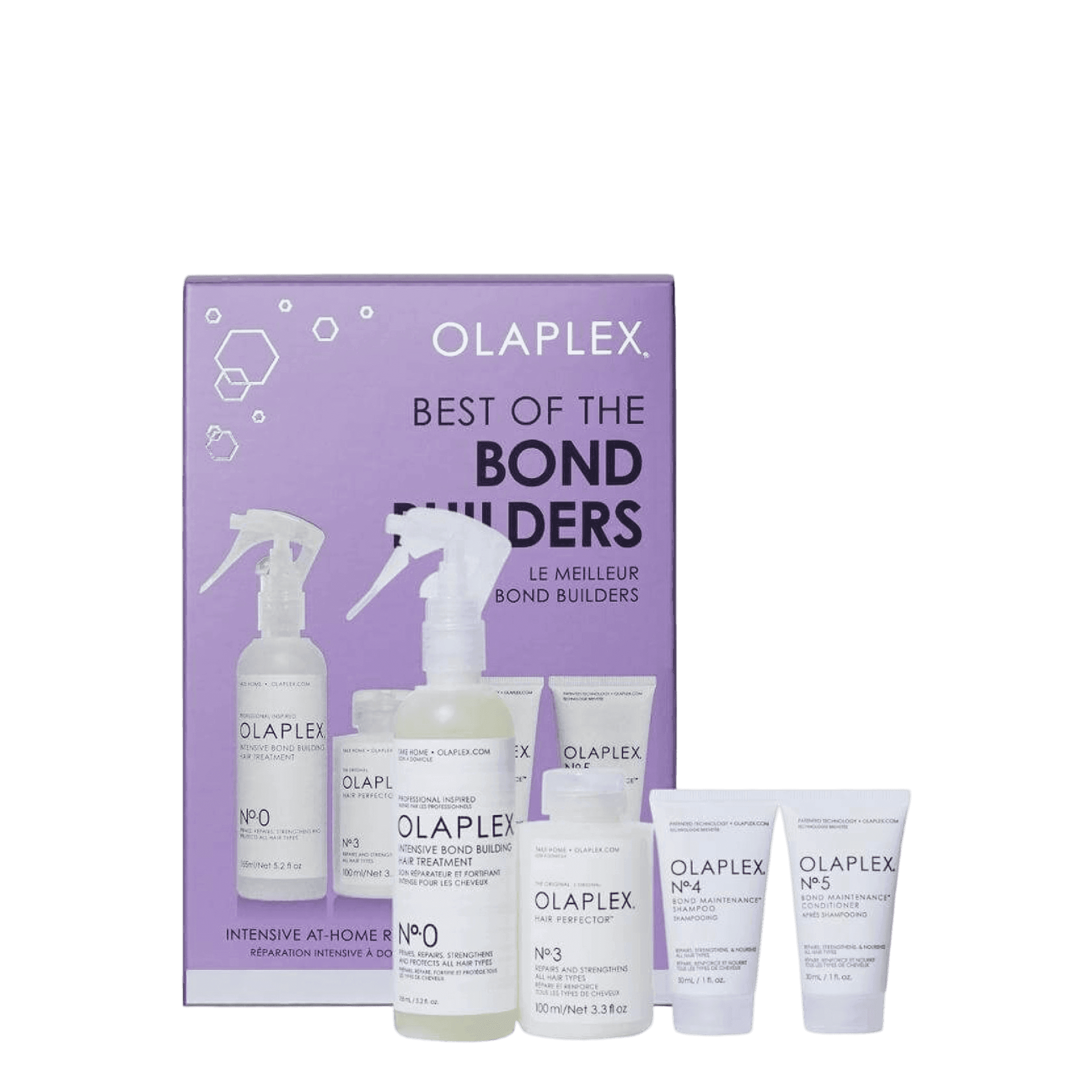 Olaplex Big Repairing Kit featuring a set of hair care products designed to repair and strengthen damaged hair. Includes Olaplex No.0, No.3, No.4, and No.5 for intensive at-home hair treatment.