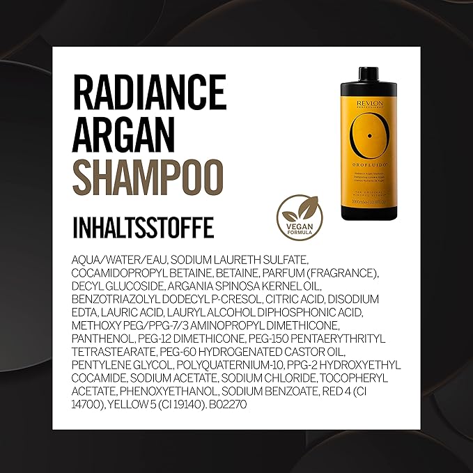 Ingredients list for Revlon Orofluido Radiance Argan Shampoo