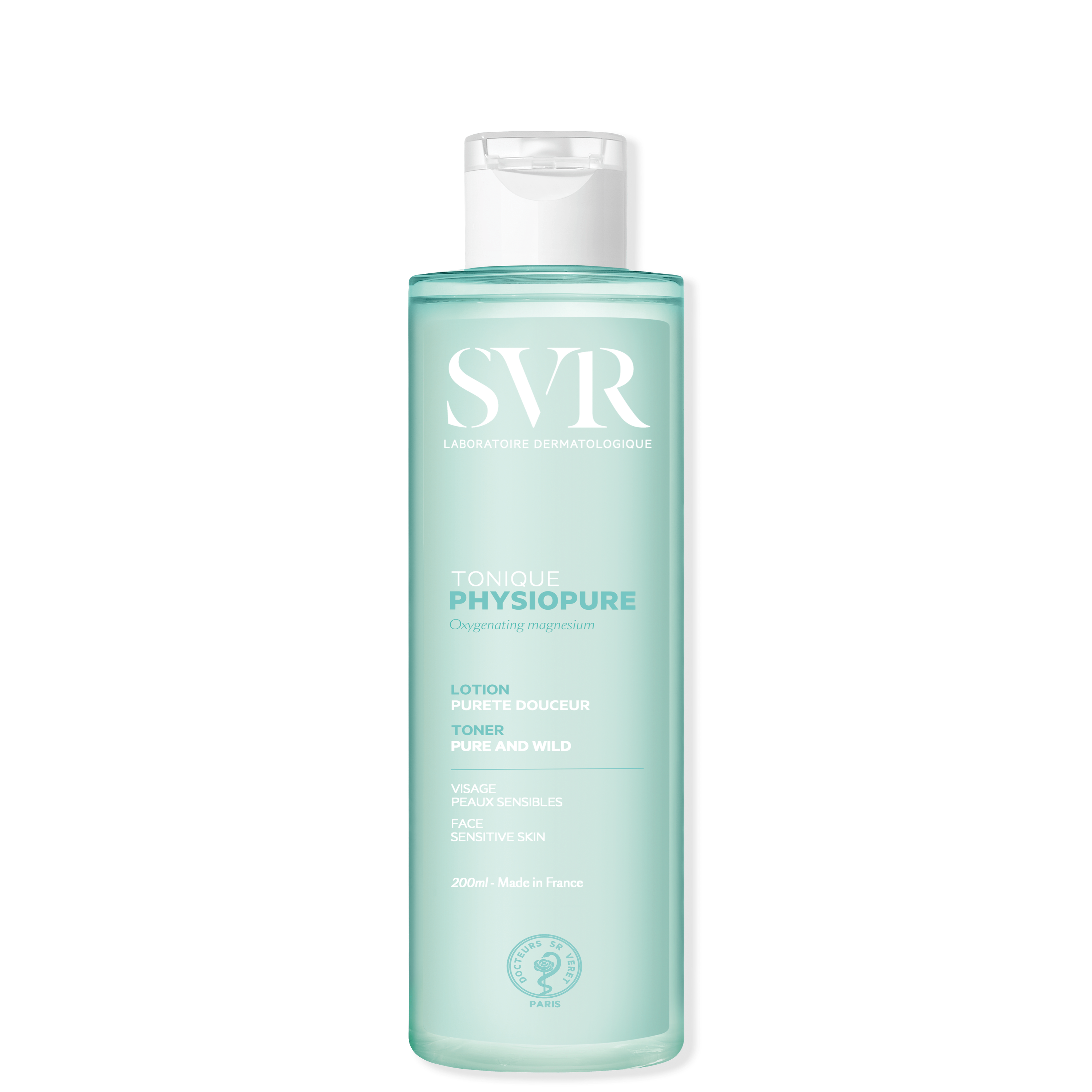 SVR Physiopure Tonique 200 ml facial toner for all skin types, ideal for sensitive skin. Gently purifies, hydrates, and revitalizes complexion.
