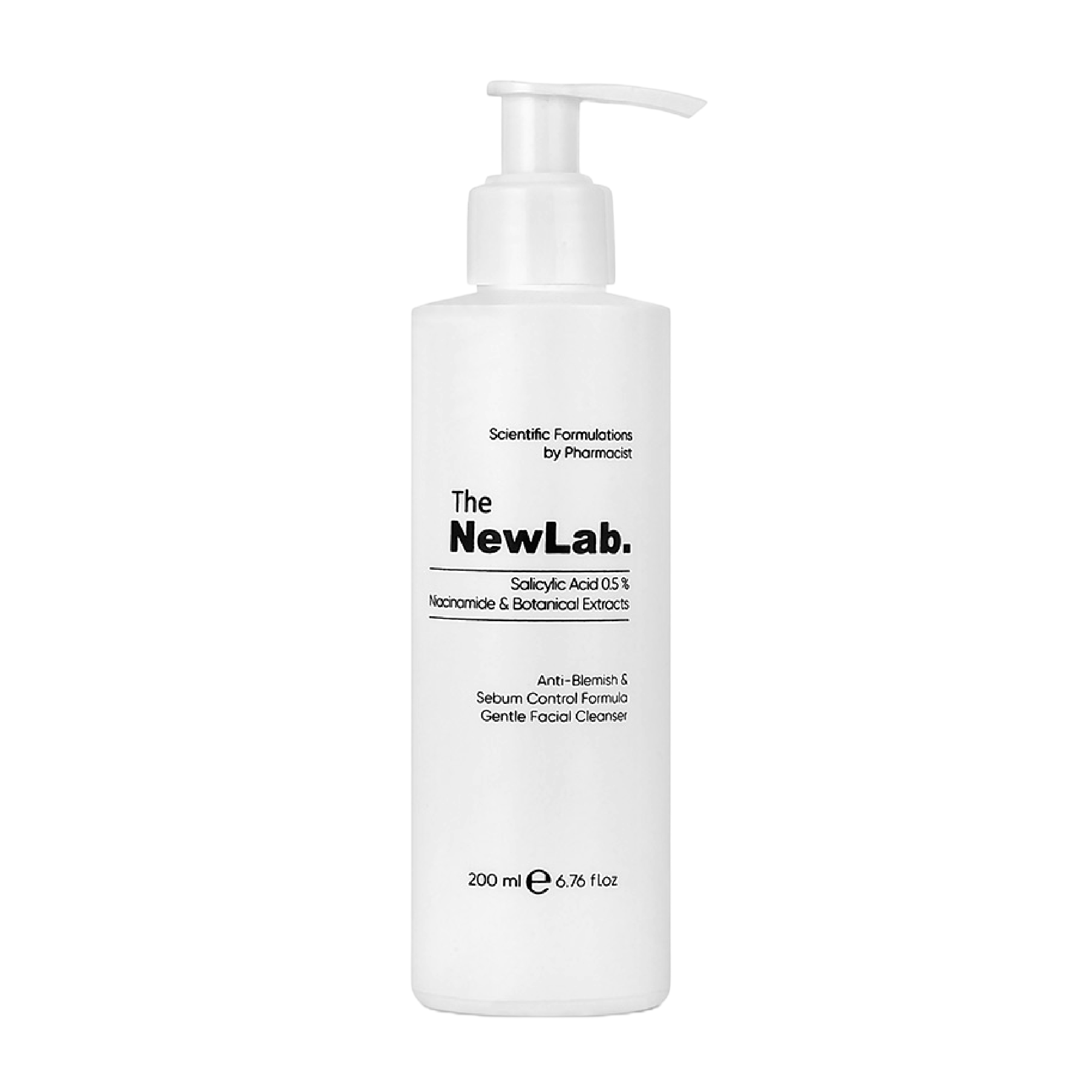 The NewLab Anti-Blemish & Sebum Control Gentle Facial Cleanser 200 ml with salicylic acid and niacinamide for oily and sensitive skin. Deeply cleanses pores, controls excess oil, and helps reduce blemishes for a clearer complexion.