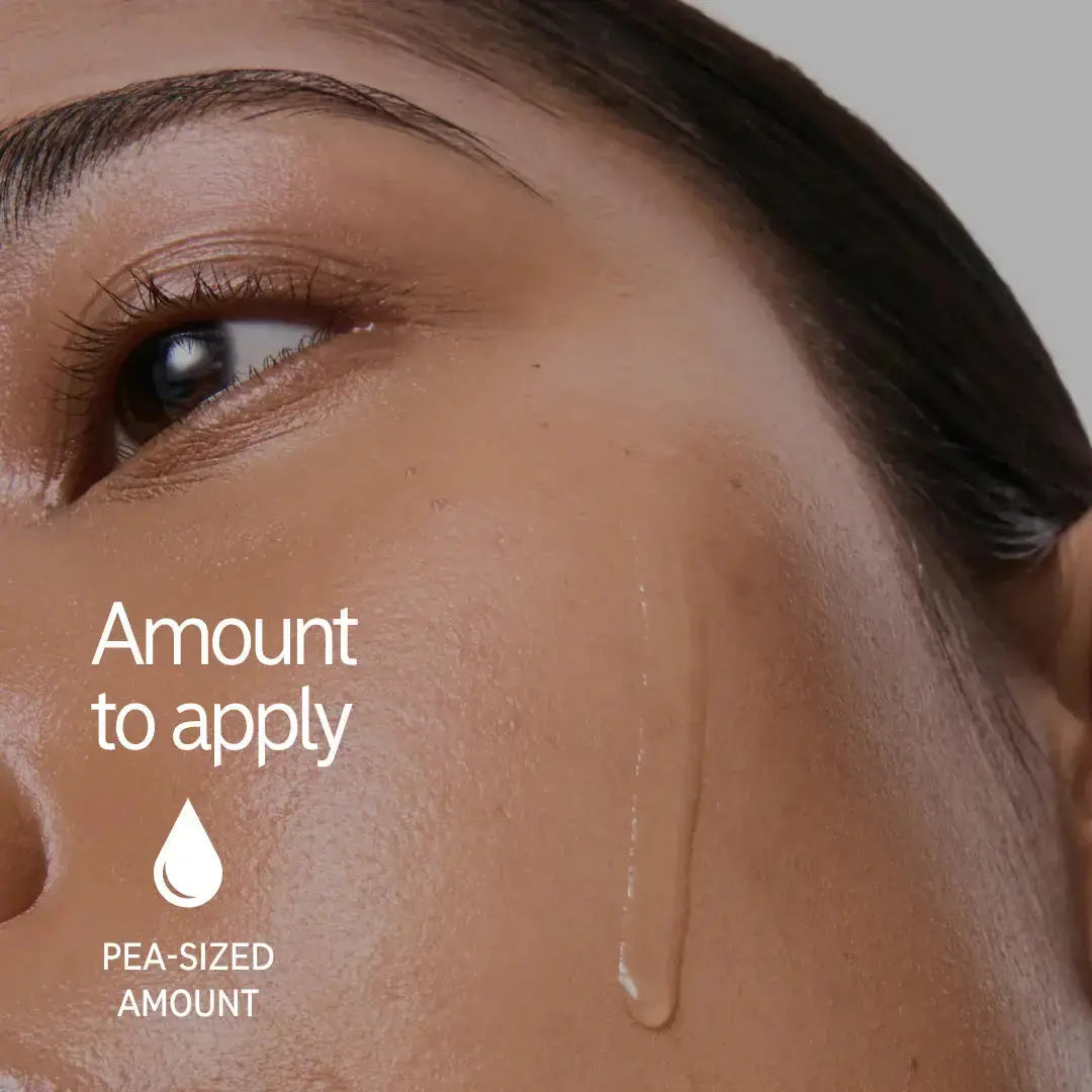 Close-up of The Inkey List Hyaluronic Acid Serum application, demonstrating the recommended pea-sized amount for optimal hydration.
