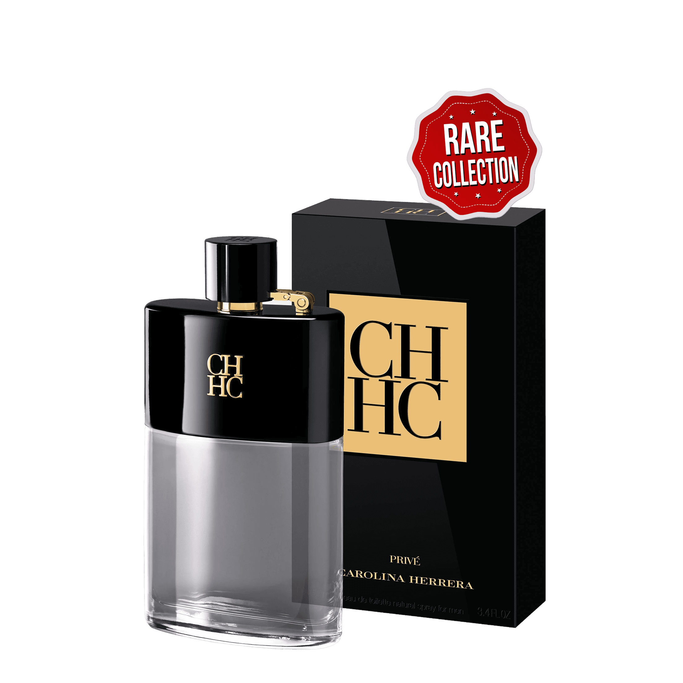 Carolina Herrera Men Privé Eau de Toilette 100 ml, a rare and discontinued men's fragrance. Features a sleek black and gold bottle with a bold masculine scent.