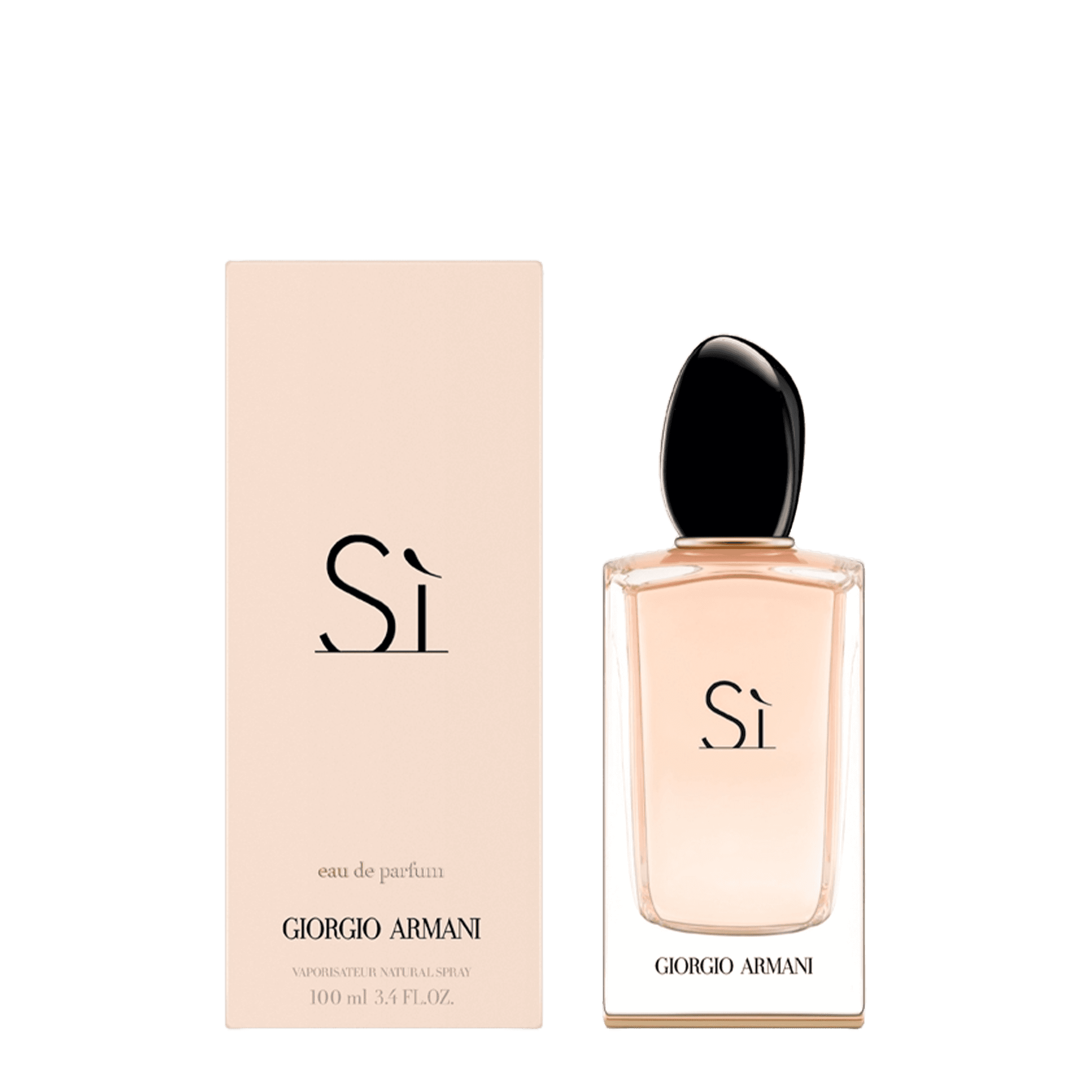Giorgio Armani Si EDP 100 ml perfume bottle and packaging. A sophisticated women's fragrance with notes of blackcurrant nectar, perfect for elegance and confidence.