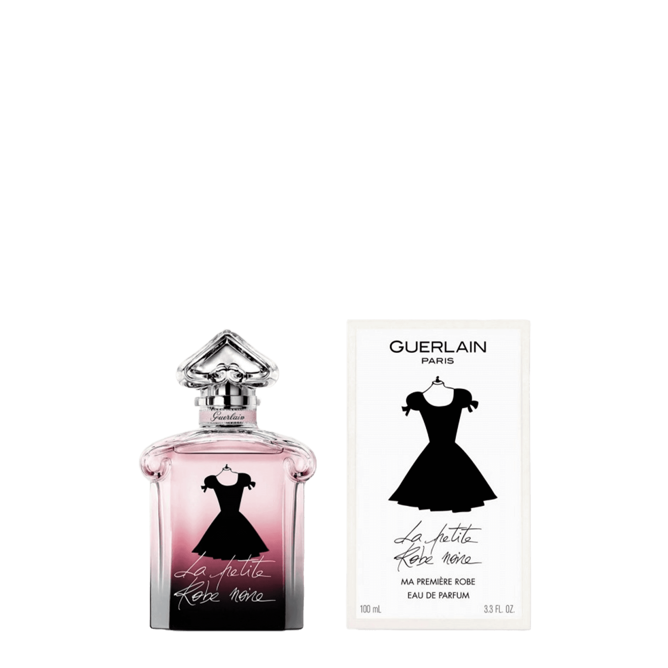 Guerlain La Petite Robe Noire EDP 100 ml, a chic gourmand-floral perfume with black cherry, bergamot, and Bulgarian rose notes. Elegant fragrance for women.