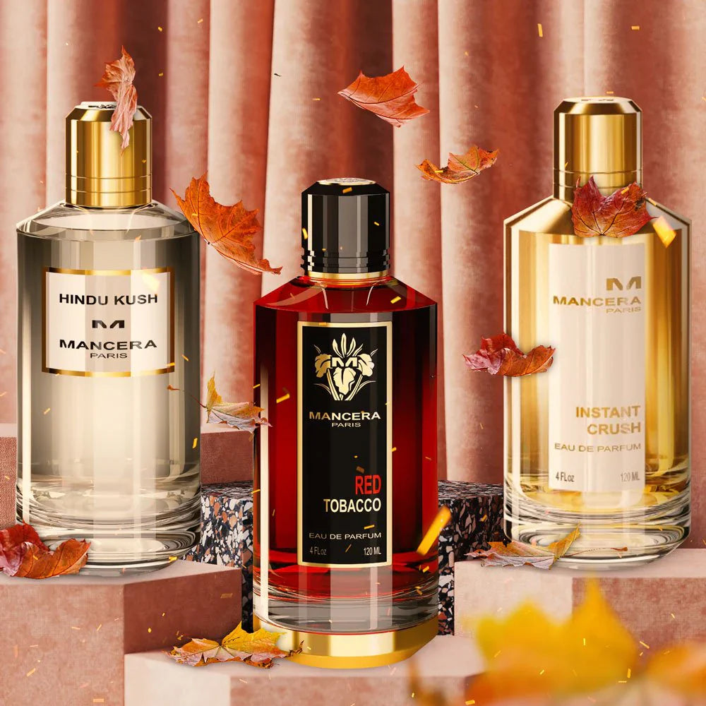 Luxurious Mancera perfumes Hindu Kush, Red Tobacco, and Instant Crush.