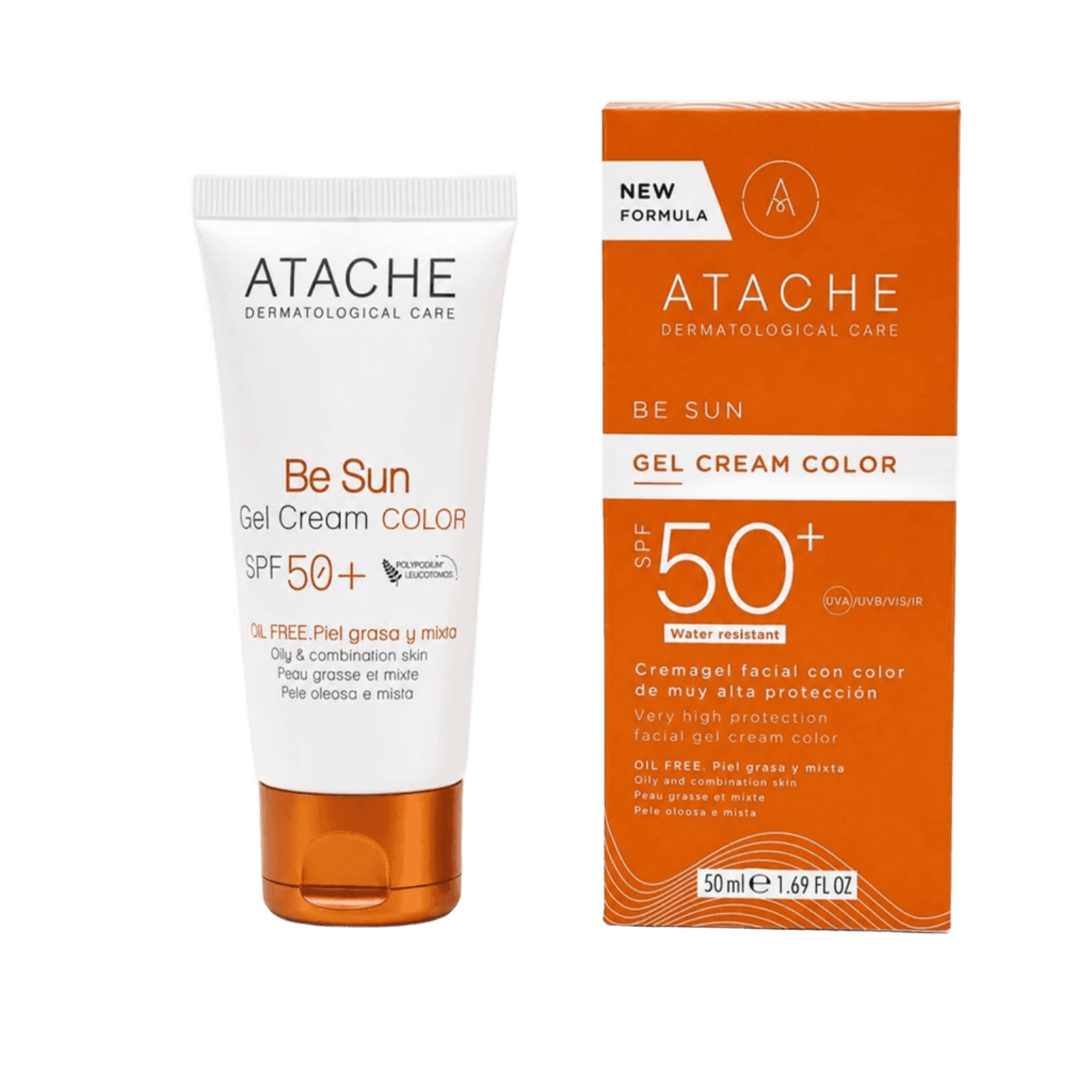 Atache Oil-Free Tinted Sunscreen Gel SPF50 for Oily Skin 50 ml