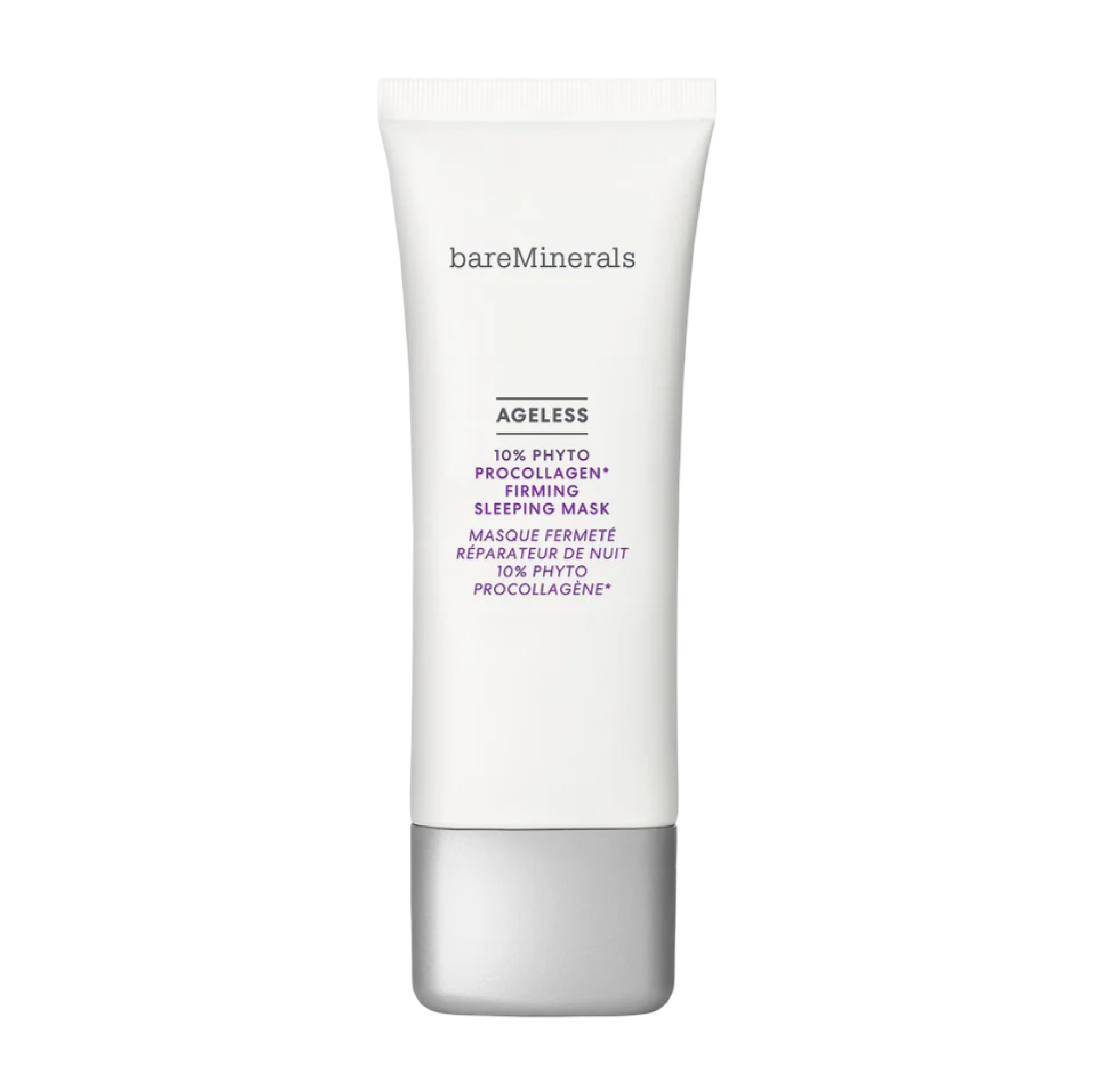 BareMinerals Ageless 10% Phyto ProCollagen Firming Sleeping Mask 75 ML, an overnight anti-aging mask with vegan collagen alternative for firmer skin.