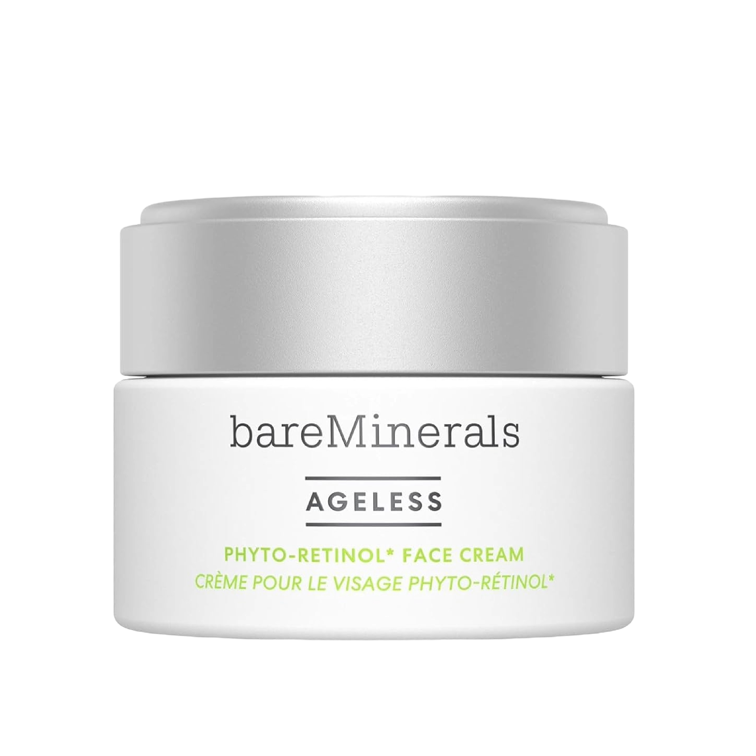 BareMinerals Ageless Phyto-Retinol Face Cream 50 G, a vegan anti-aging moisturizer with plant-based retinol alternative to reduce fine lines and improve skin texture.