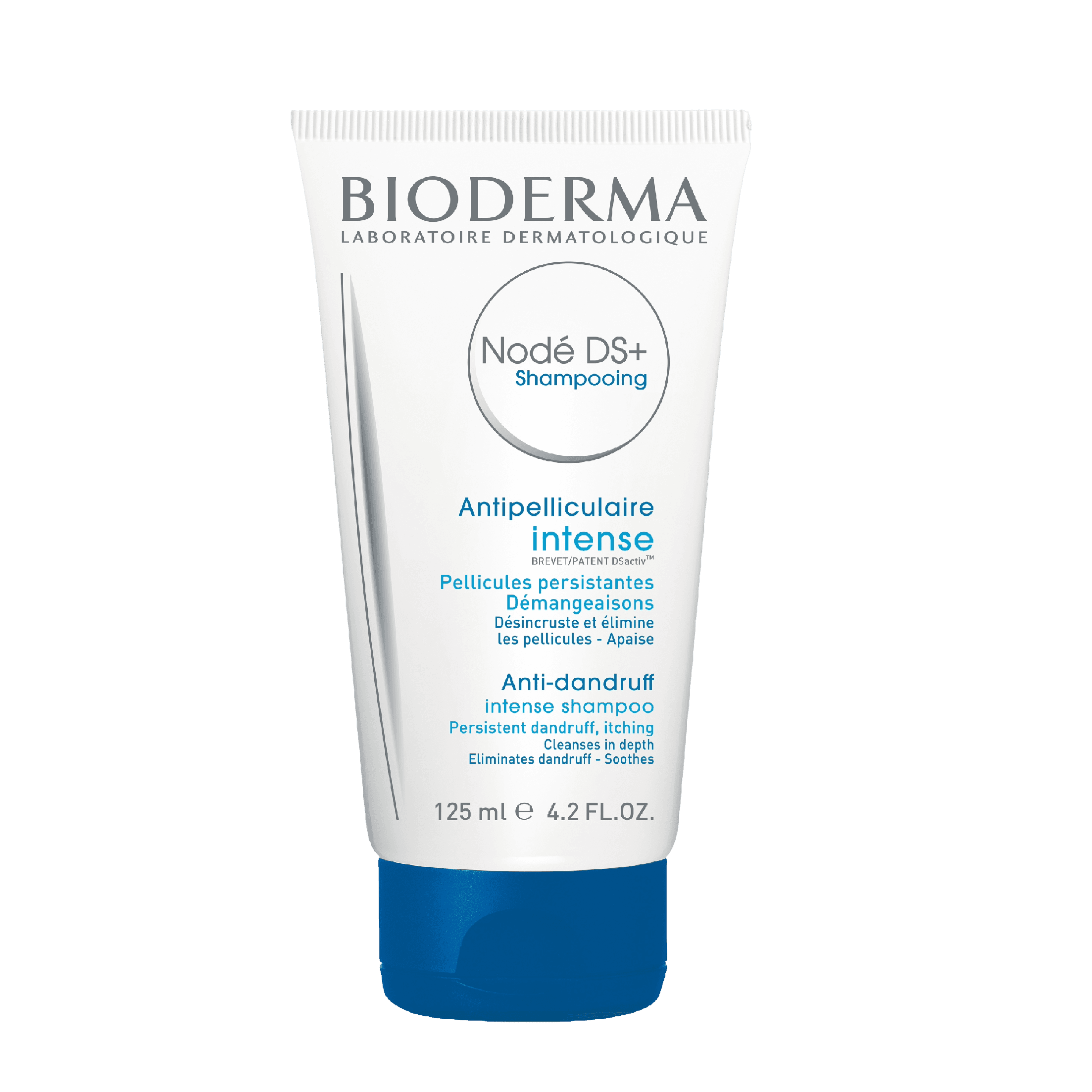Bioderma Node DS+ Shampoo 125 ml for anti-dandruff treatment. Gently cleanses, soothes irritated scalp, and removes flakes while maintaining scalp balance.