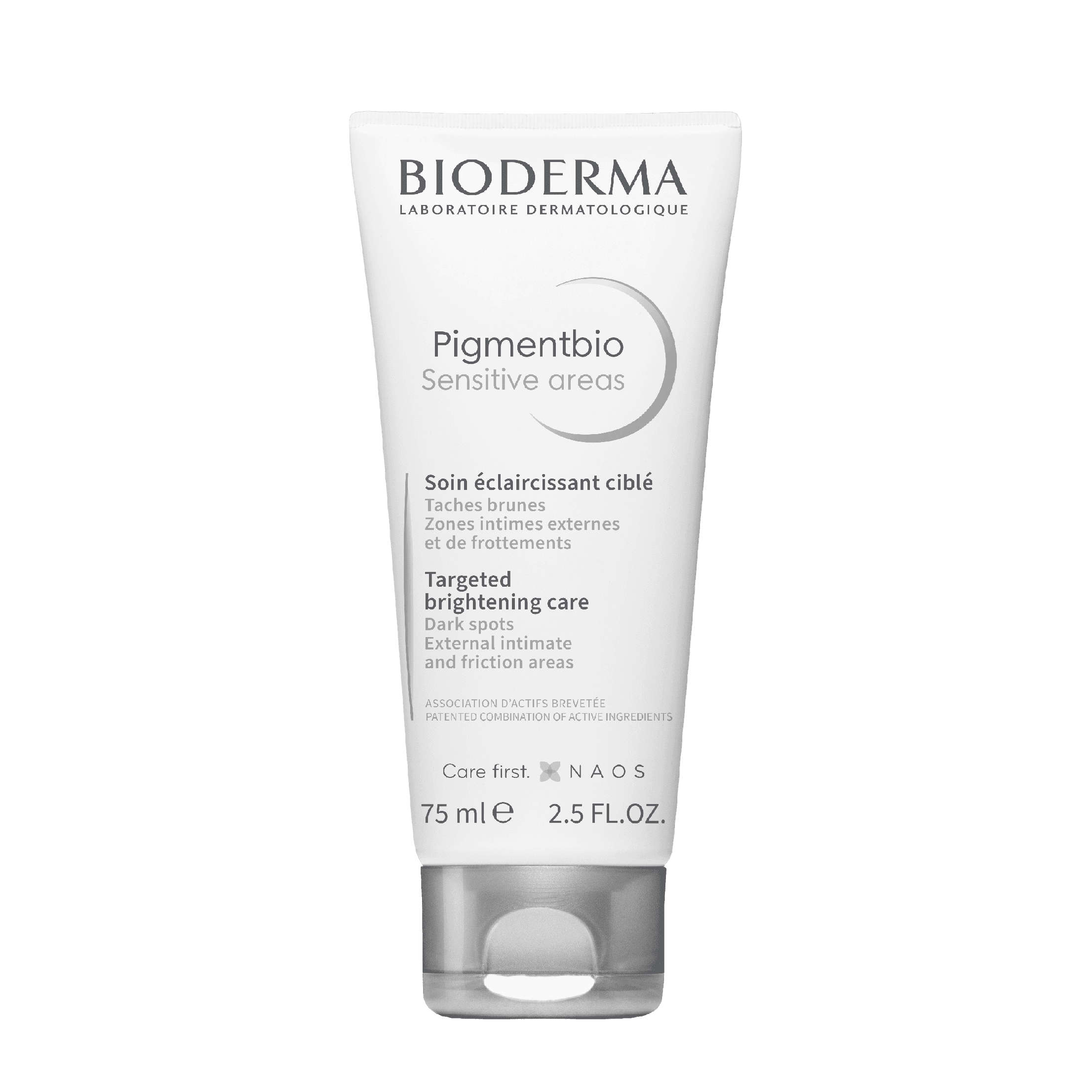 Bioderma Pigmentbio Sensitive Areas 75 ml brightening care for dark spots and hyperpigmentation in sensitive areas like underarms and bikini line.