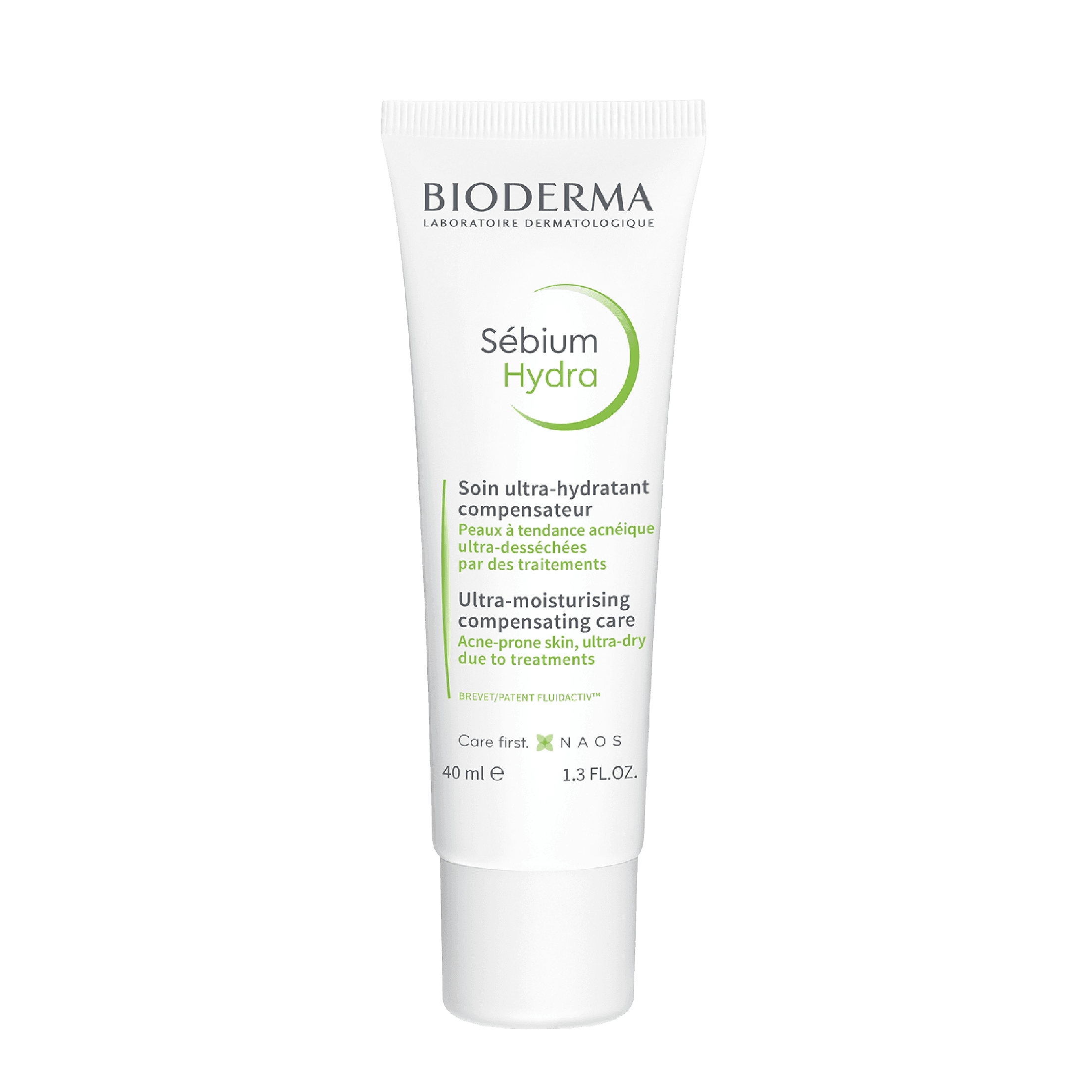 Bioderma Sebium Hydra Care Cream 40 ml, an ultra-moisturizing facial cream designed for acne-prone skin weakened by drying treatments. It hydrates, soothes irritation, and restores the skin barrier with a lightweight, non-greasy formula.