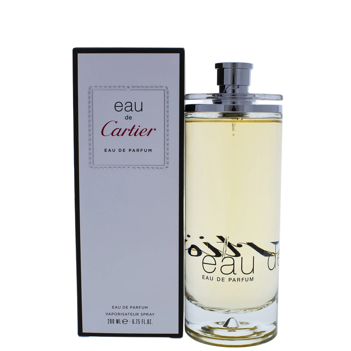 Cartier Unisex Perfume - Eau De Cartier 200ml bottle with packaging, a citrus aromatic Eau de Parfum for men and women in luxury glass design.