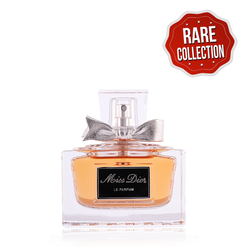 Dior Miss Dior Le Parfum 40ml bottle with silver bow and amber liquid, labeled as Rare Collection. Buy rare discontinued floral fragrance online.