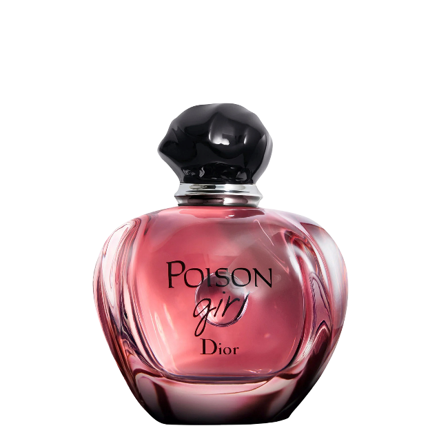 Dior Poison Girl Eau De Parfum 100 ml bottle with sleek pink glass design and black cap, a floral and sweet perfume for women.