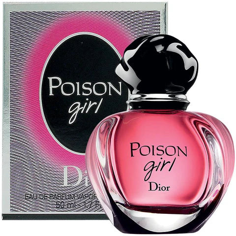 Dior Poison Girl Eau De Parfum 100 ml with retail box, featuring bold pink and black packaging for a sensual women's fragrance.