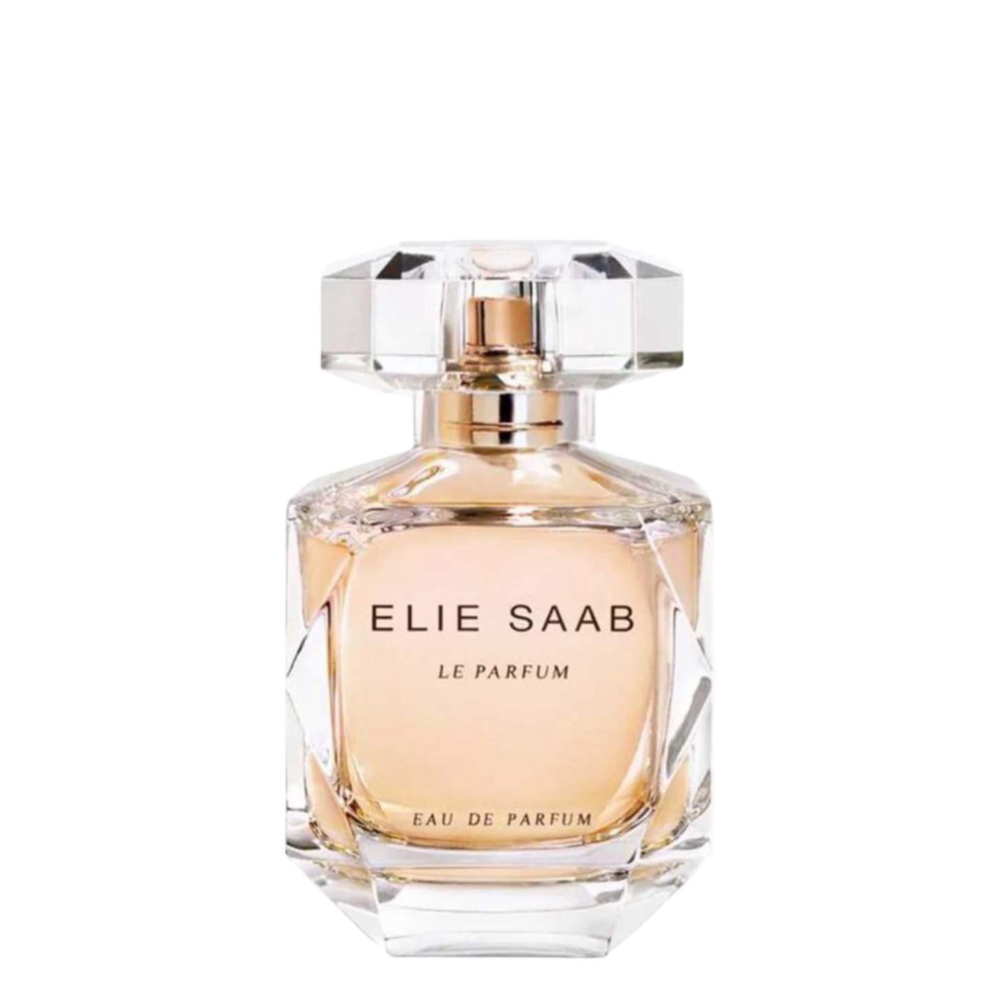 Elie Saab Le Parfum EDP 90ml bottle with faceted glass design, showcasing elegant amber liquid for women’s fragrance lovers.