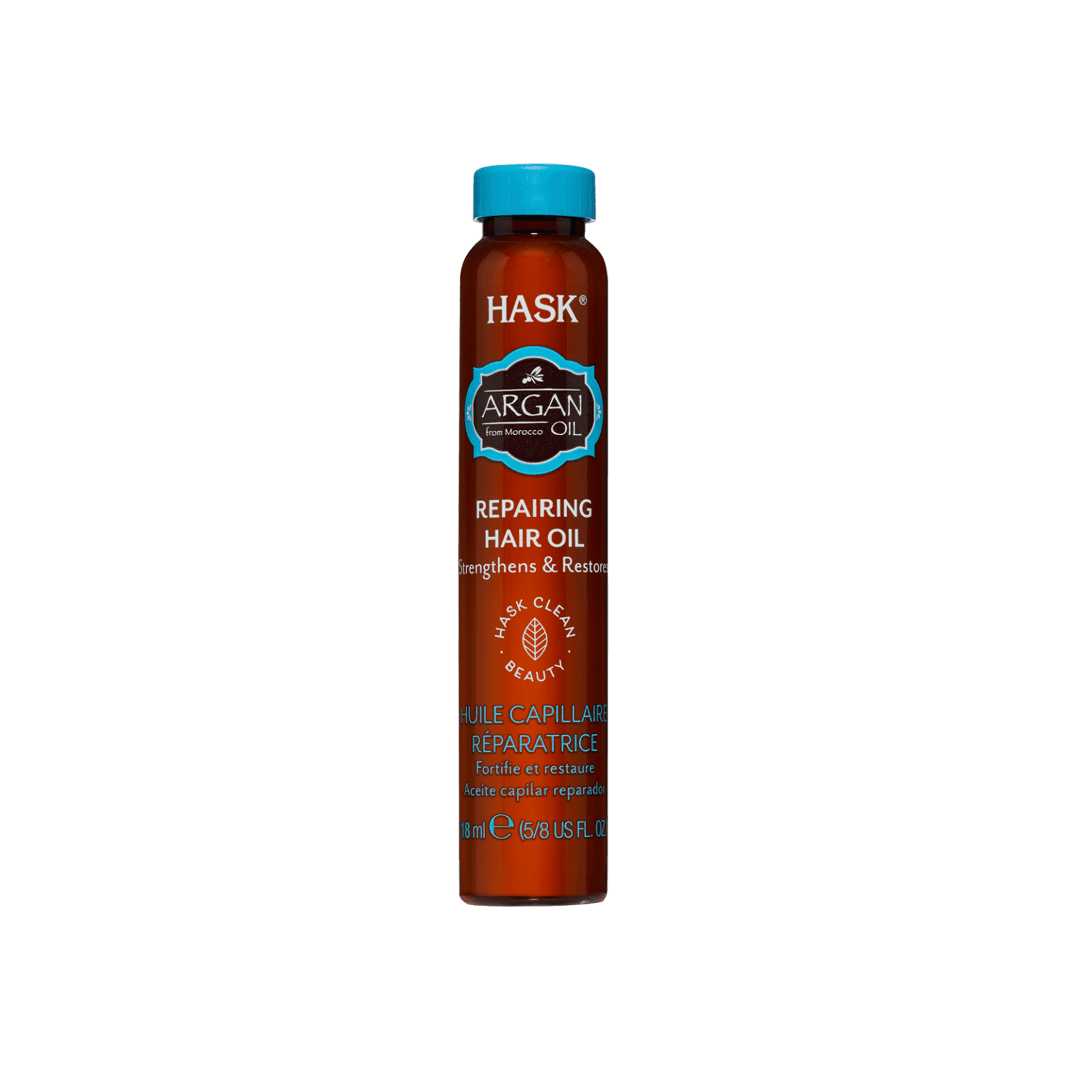 Hask Argan Oil Repairing Hair Oil 18 ml strengthens and restores damaged hair. Infused with Moroccan argan oil, it tames frizz and enhances shine.