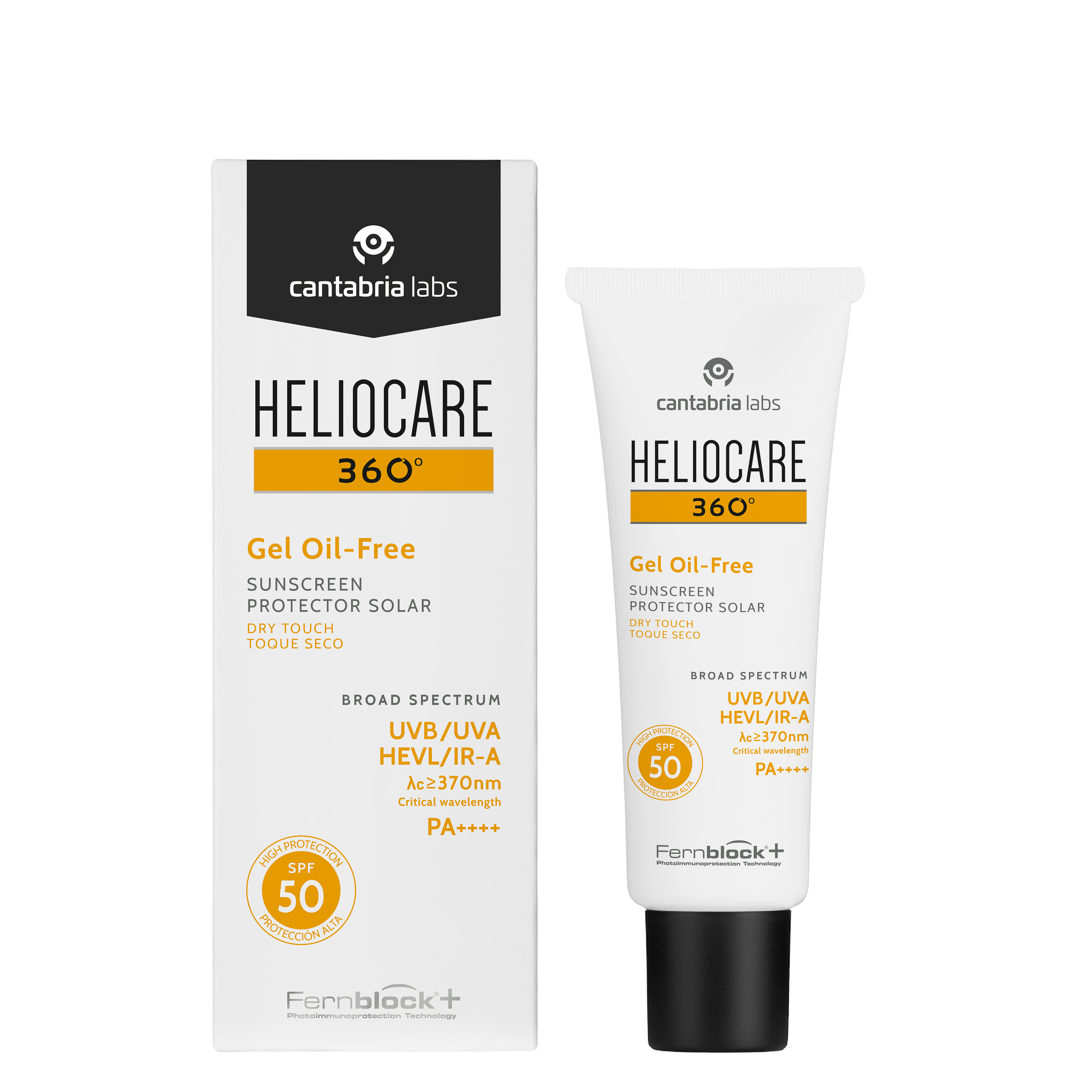 Heliocare 360 Sunblock - Heliocare Oil-Free Gel SPF 50+ with packaging and tube for oily skin, ideal for broad-spectrum sun protection.