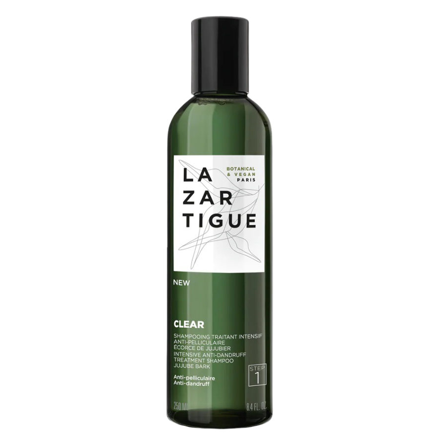 Lazartigue Anti-Dandruff Shampoo - Natural | Vegan, Sulphate-Free 250ml bottle with minimalist green and white packaging for all hair types.
