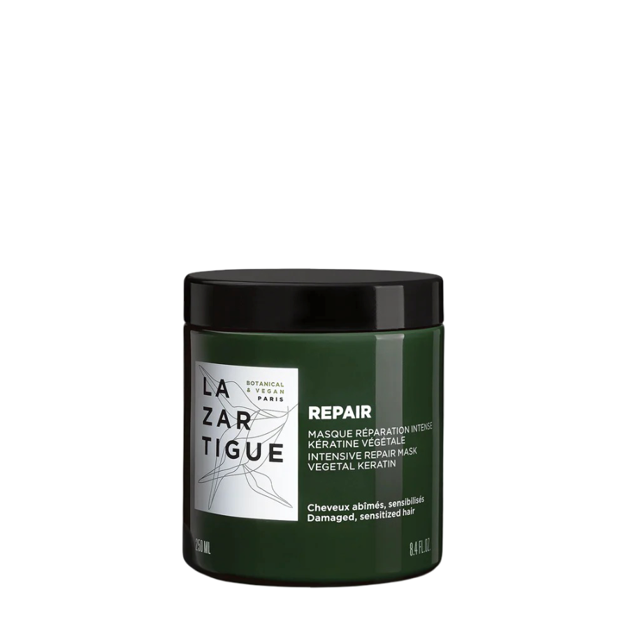 Lazartigue Repair Mask - Intensive Hair Nourishment with Plant Keratin in 250 ml jar for damaged and dry hair care treatment.