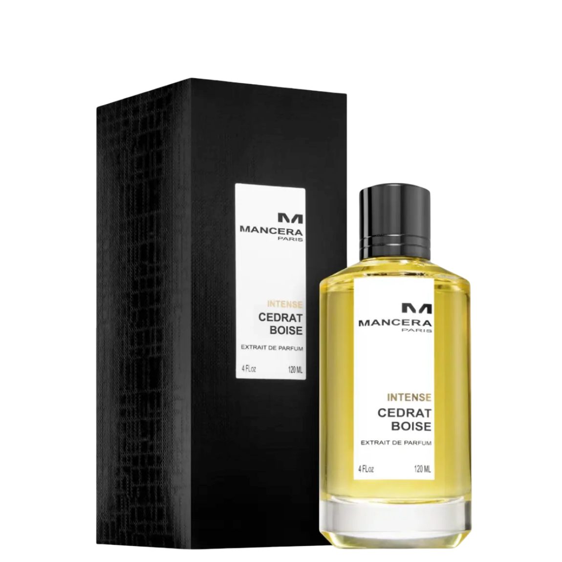 Mancera Cedrat Boise Extrait - Oriental Woody Scent 120 ml perfume bottle with black textured box, ideal for men and women seeking bold elegance.