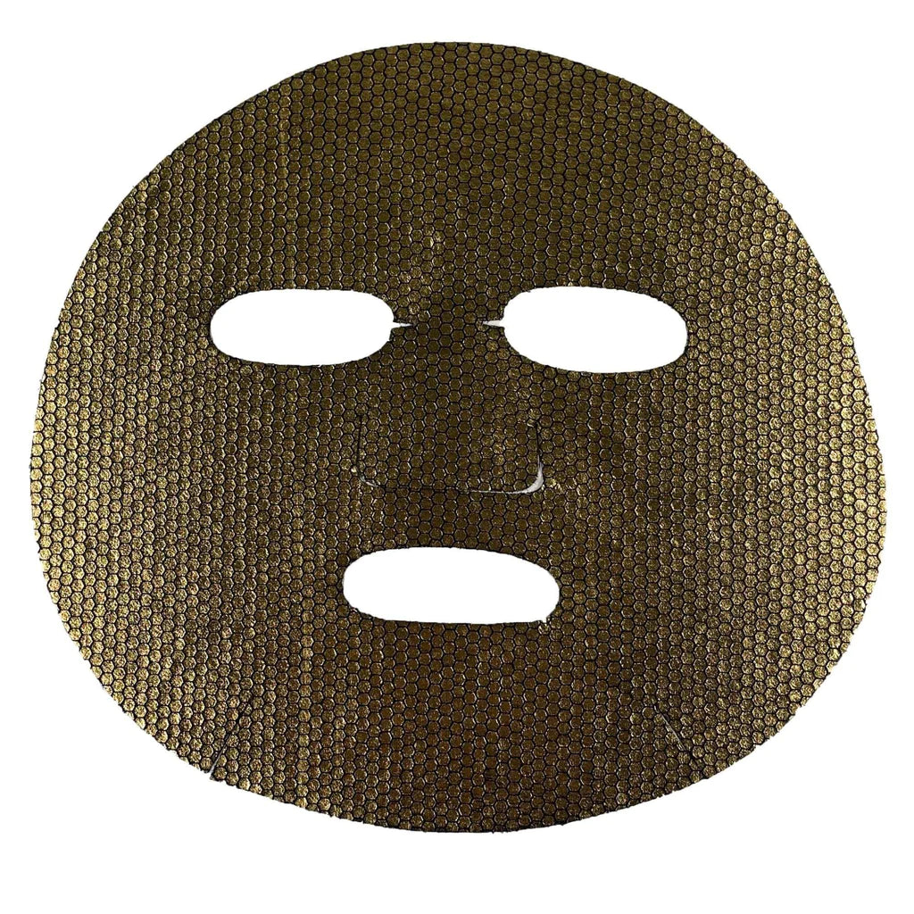 Full view of Masque Bar Black Gold Foil Sheet Mask with eye, nose, and mouth cutouts, ideal for detox and pore treatment.