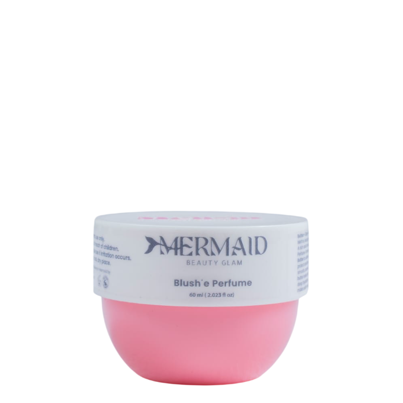 Mermaid Melt-It Body Butter Blush in 60ml pink jar, enriched with shea and cocoa butter for silky hydration and smooth skin.