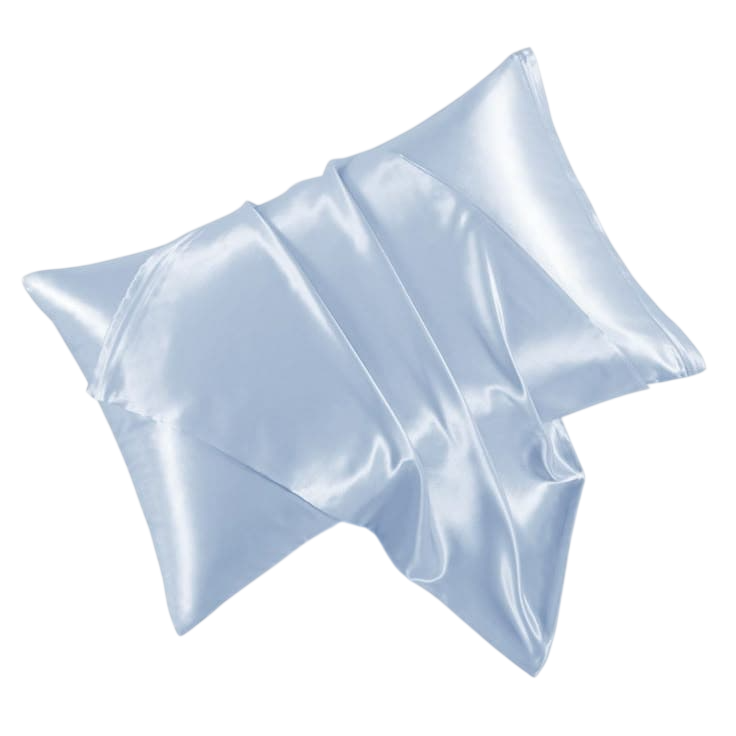 Mermaid satin pillow cover in elegant blue, designed to reduce hair frizz and skin friction while sleeping. Ideal for all hair types and smooth skin.