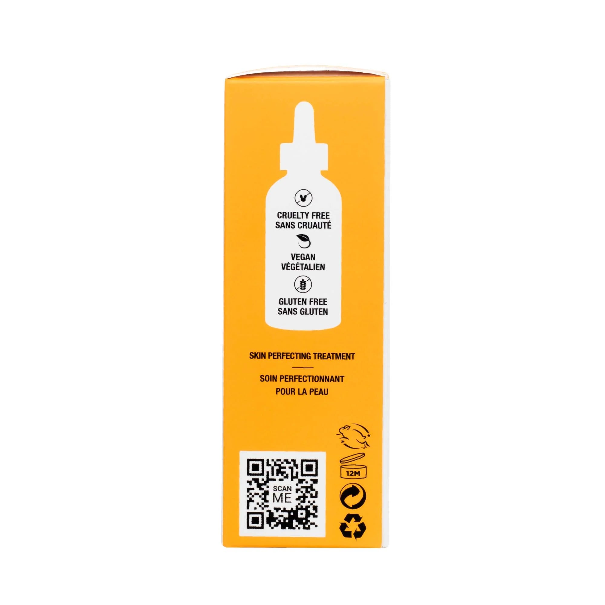 Side view of My iN.gredients Niacinamide Serum 30 ml box showing cruelty-free, vegan, and gluten-free certifications.