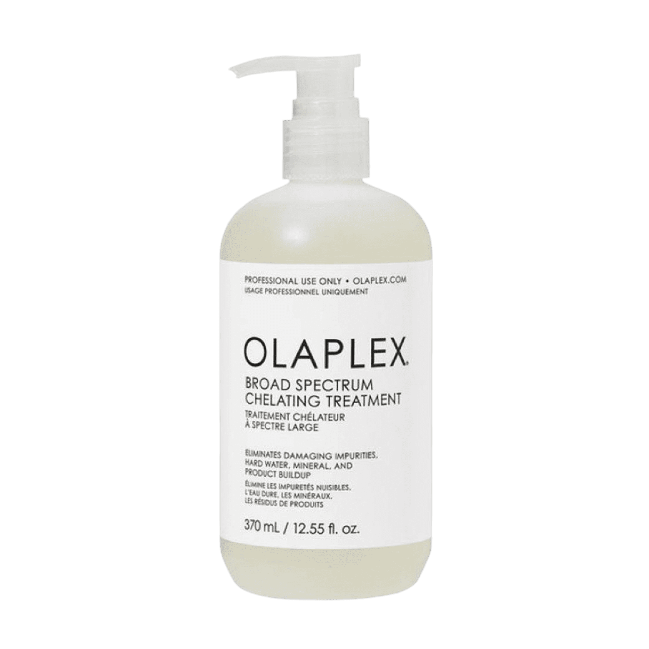 Olaplex Broad Spectrum Chelating Treatment 370 ml deeply cleanses hair without stripping moisture. Professional-strength formula removes buildup and impurities.