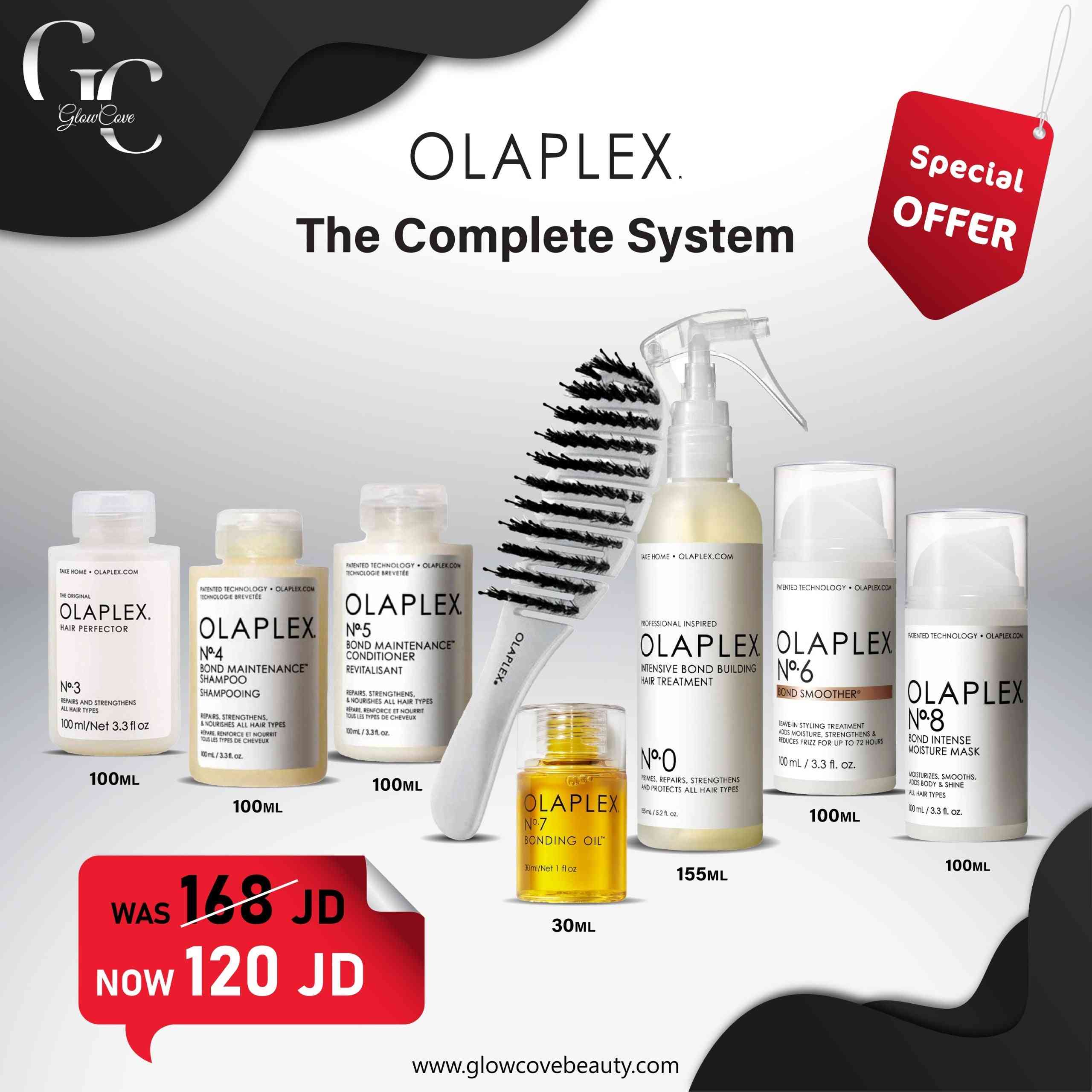 Olaplex System Kit - Hair Repair Bundle featuring treatments to repair, strengthen, and hydrate hair. Includes shampoo, conditioner, bonding oil, and more.