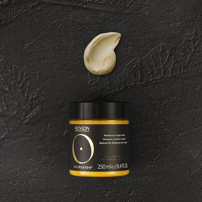 Revlon Orofluido Argan Mask jar with creamy texture