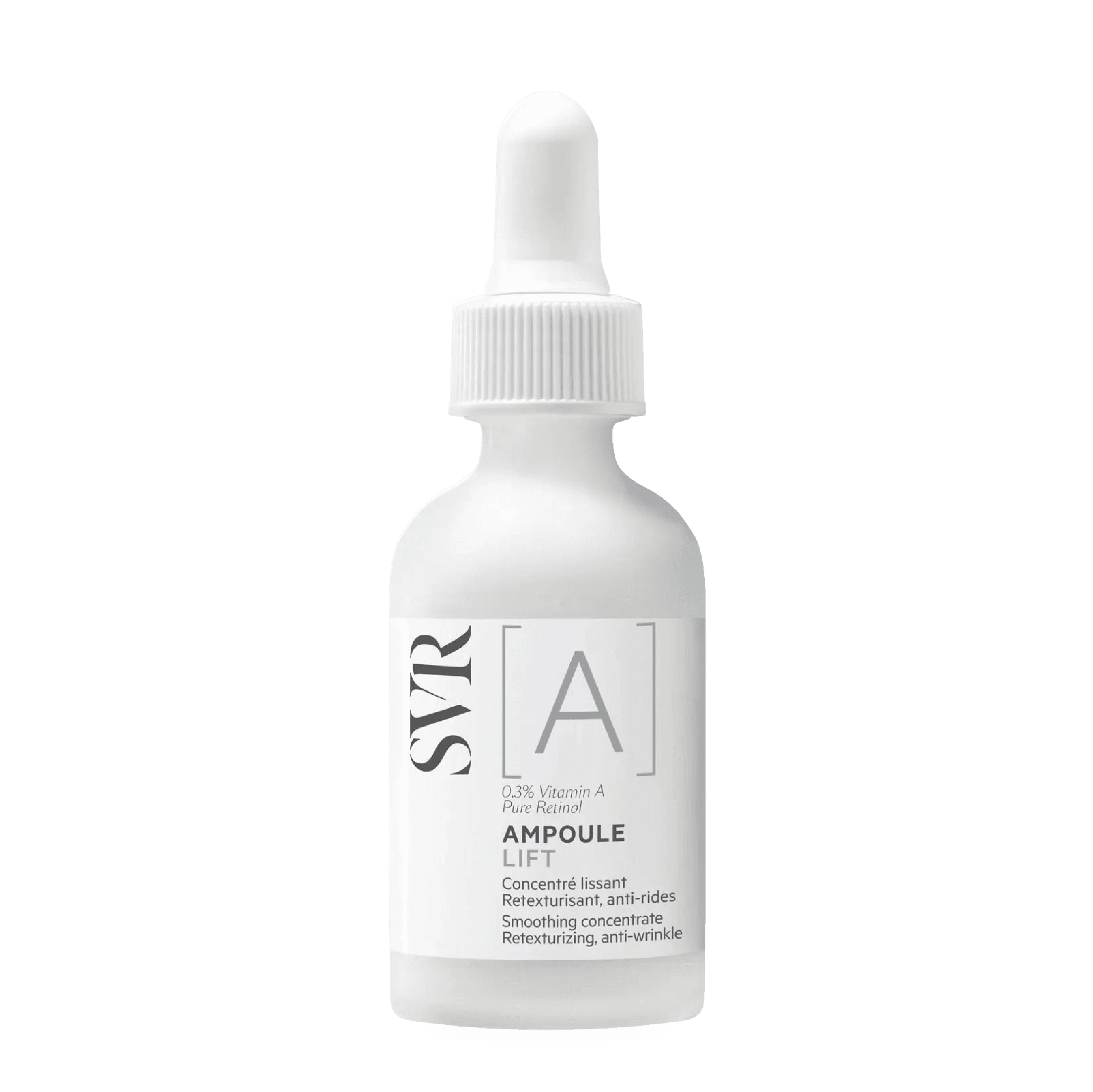 SVR Ampoule Lift A 30 ml facial serum with pure retinol for anti-aging, firming, and smoothing fine lines and wrinkles. Lightweight formula for radiant skin.