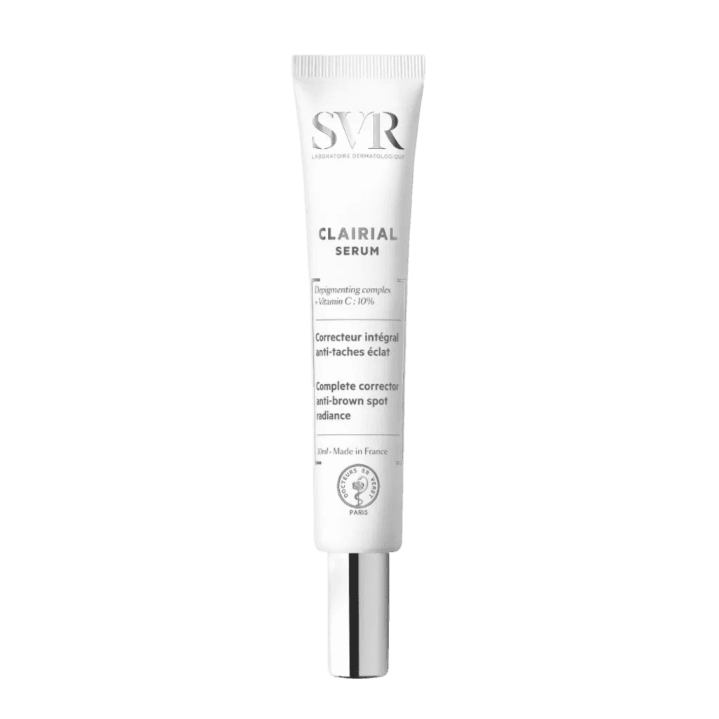 SVR Clairial Serum 30 ml is a depigmenting facial serum that reduces dark spots, evens skin tone, and enhances radiance. Suitable for all skin types, including sensitive skin.