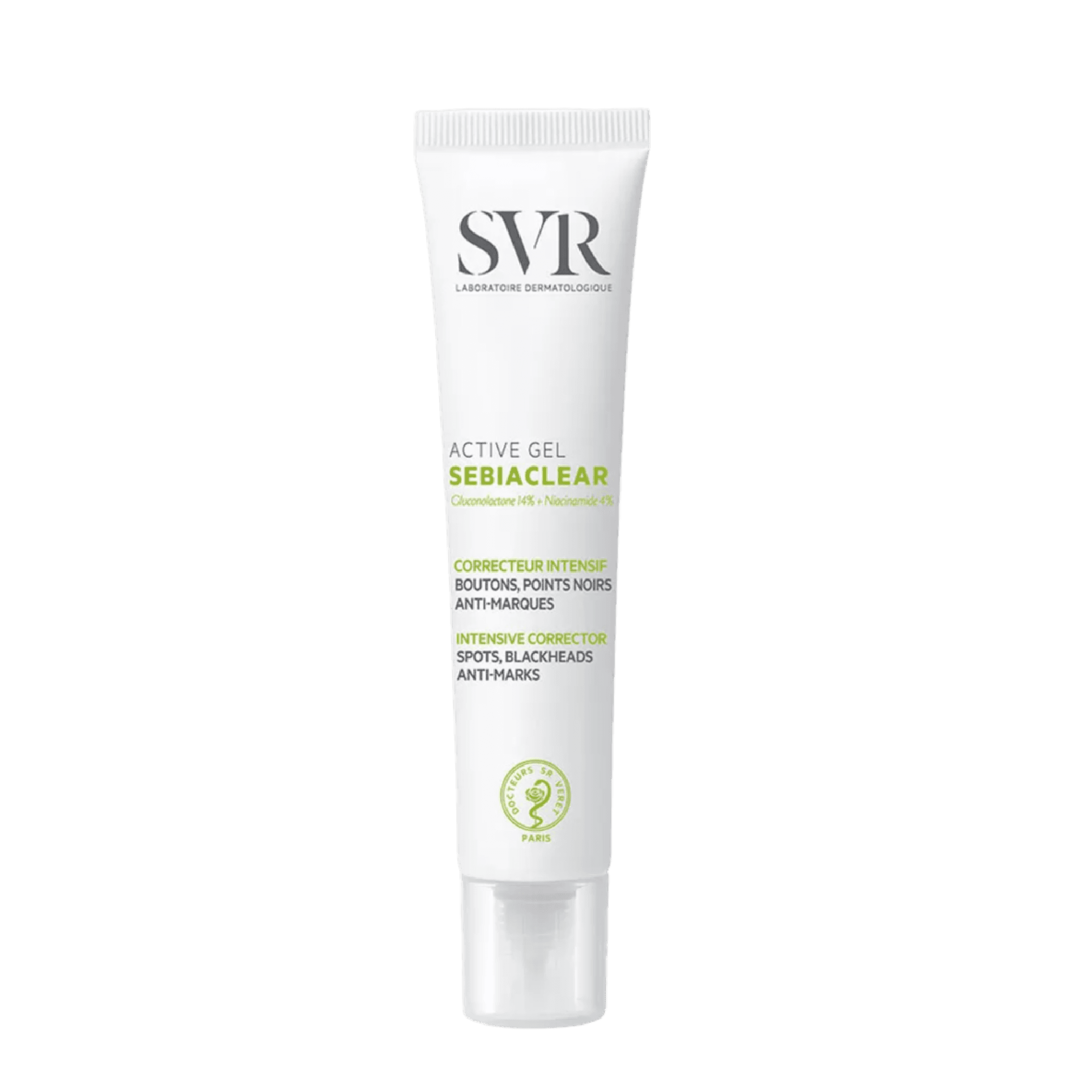 SVR Sebiaclear Active Gel 40 ml is a targeted acne treatment with salicylic acid and niacinamide. It reduces blemishes, excess oil, and unclogs pores.