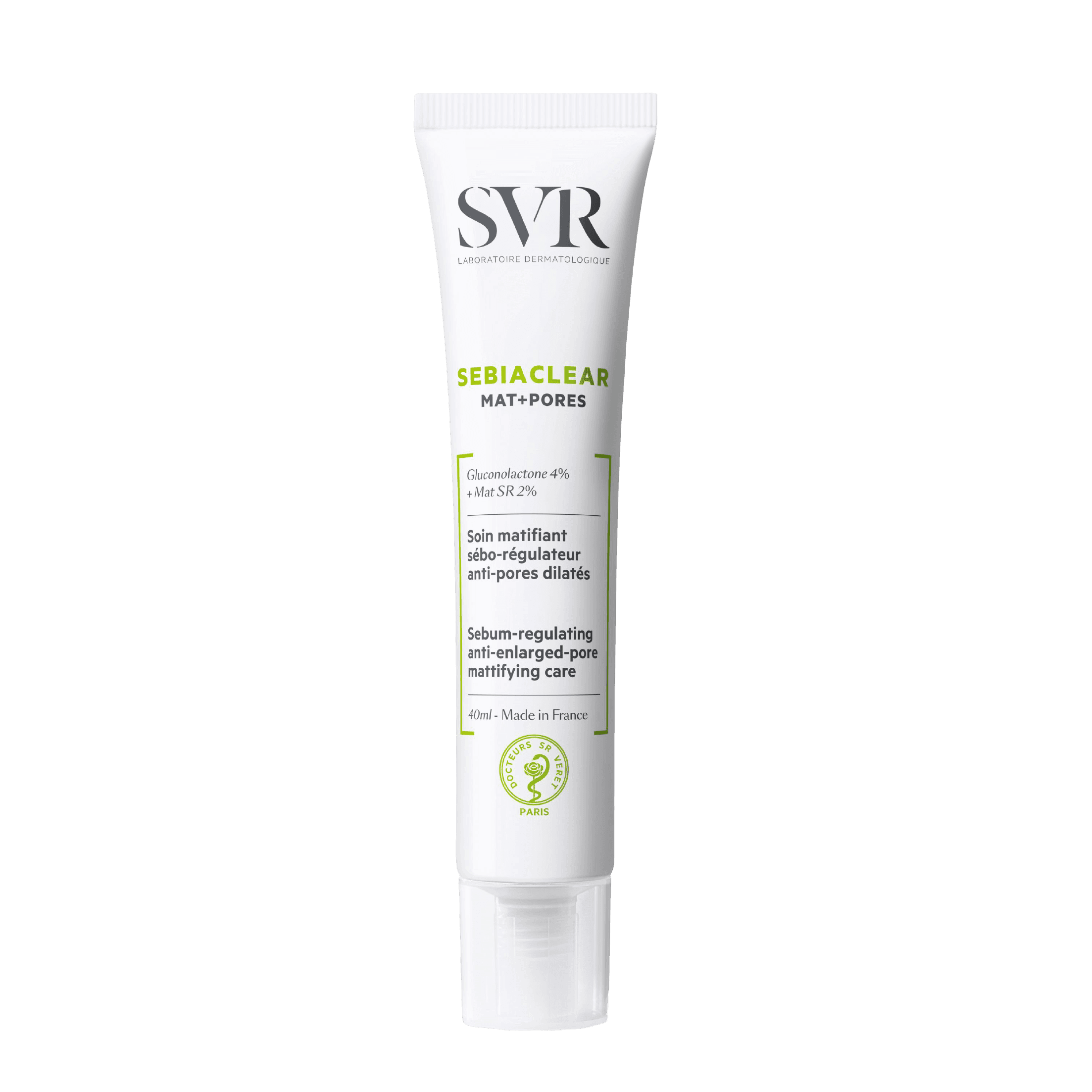 SVR Sebiaclear Mat+Pores Cream 40 ml is a lightweight facial moisturizer designed for oily and combination skin. It reduces excess shine and minimizes pores for a smoother complexion.
